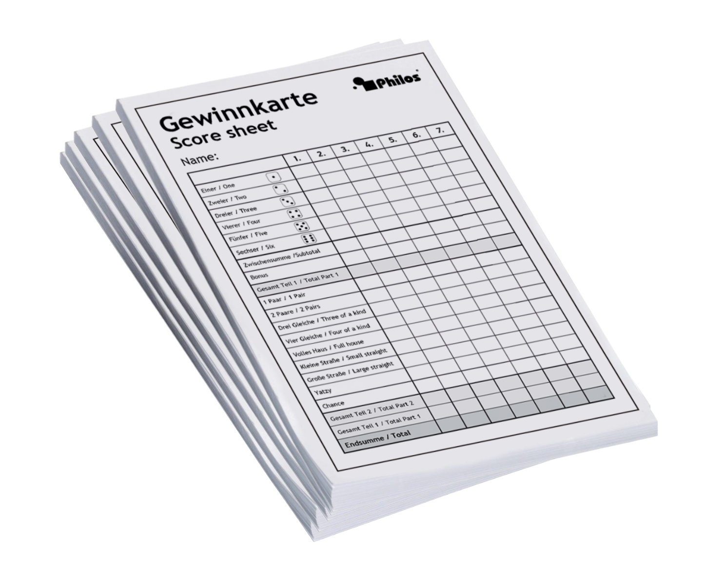 Yatzy, 5 playing blocks