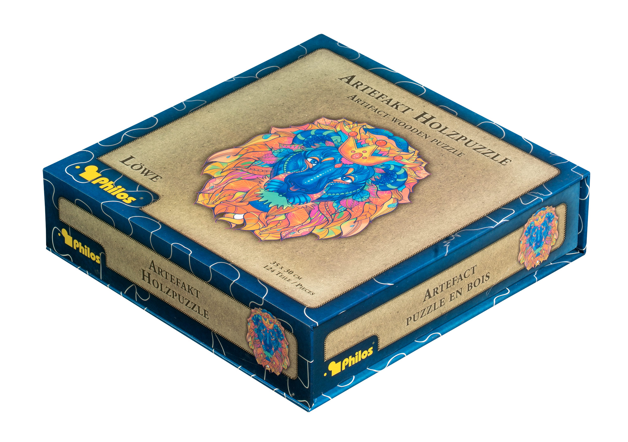 Artefakt Holzpuzzle Löwe, 124 Teile, in magnetischer Klappschachtel Artefakt Holzpuzzle Löwe, 124 Teile, in magnetischer Klappschachtel
