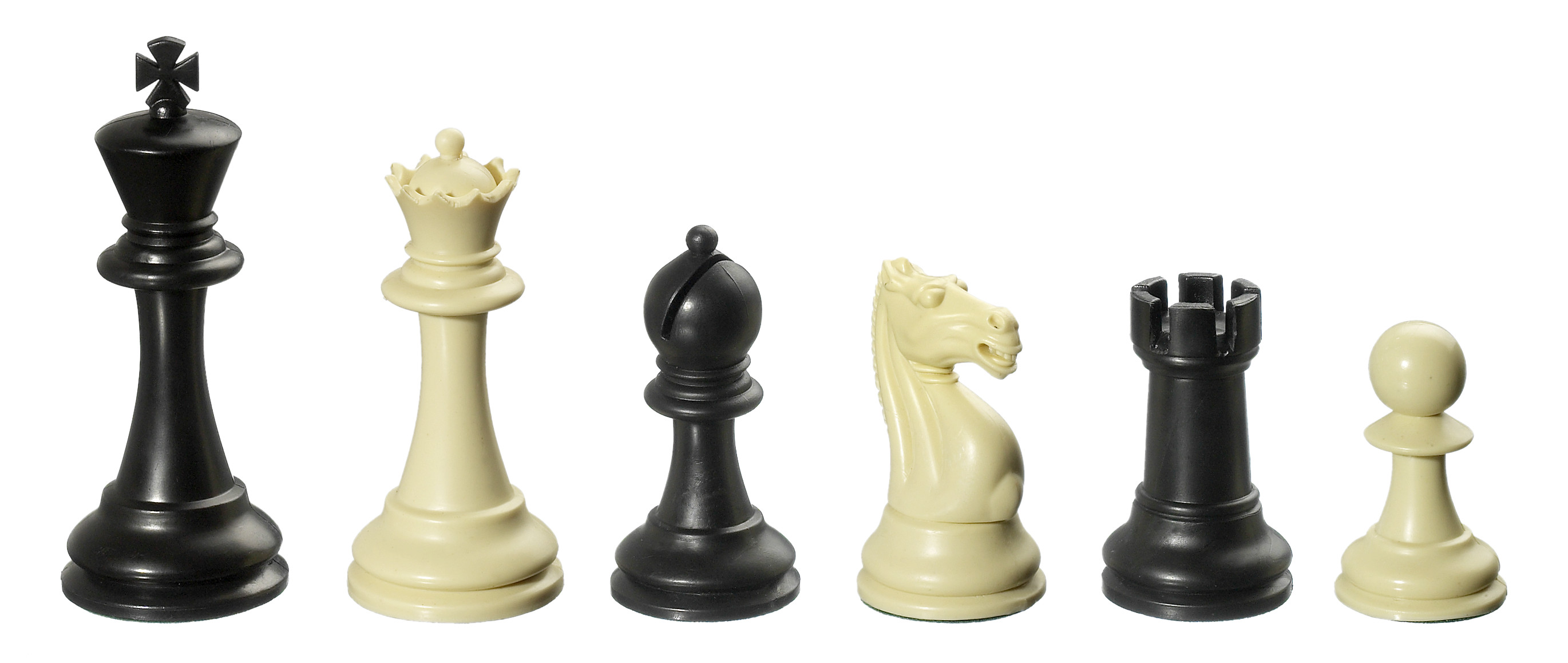 Schachfiguren Nerva, Königshöhe 95 mm, Kunststoff, schwarz creme, gewichtet, im Polybeutel