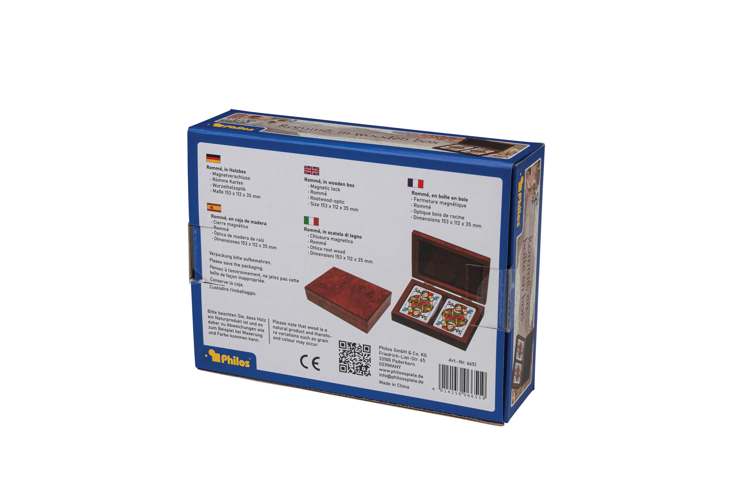 Rommé, in wooden box, magnetic lock