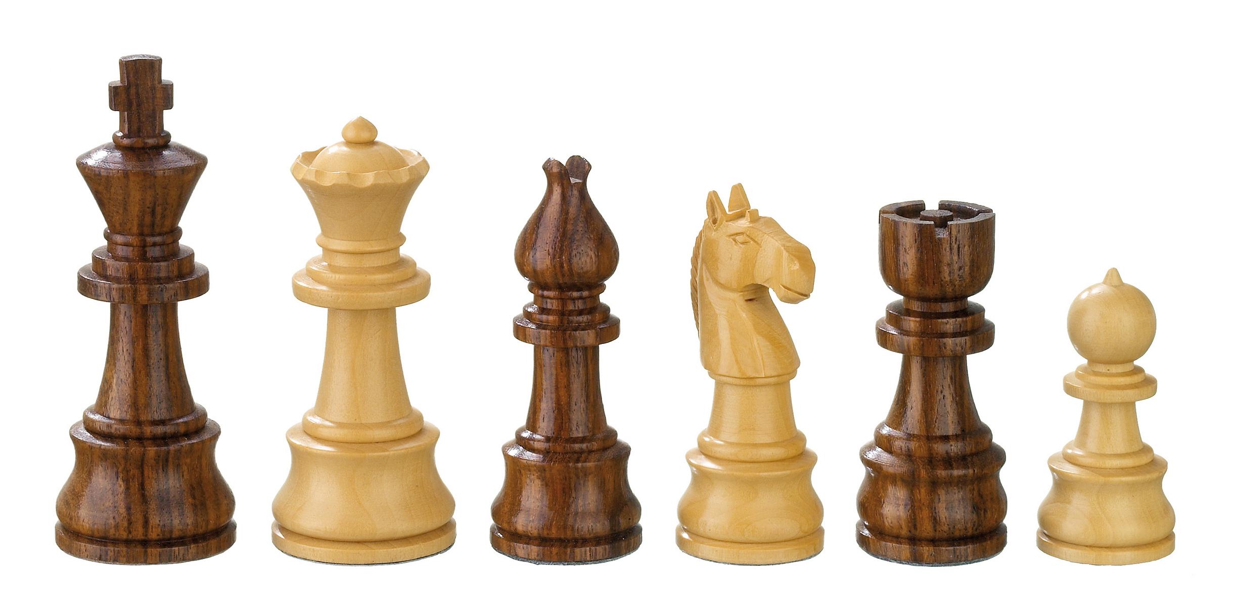 Schachfiguren Theoderich, Königshöhe 95 mm, in Set-Up Box