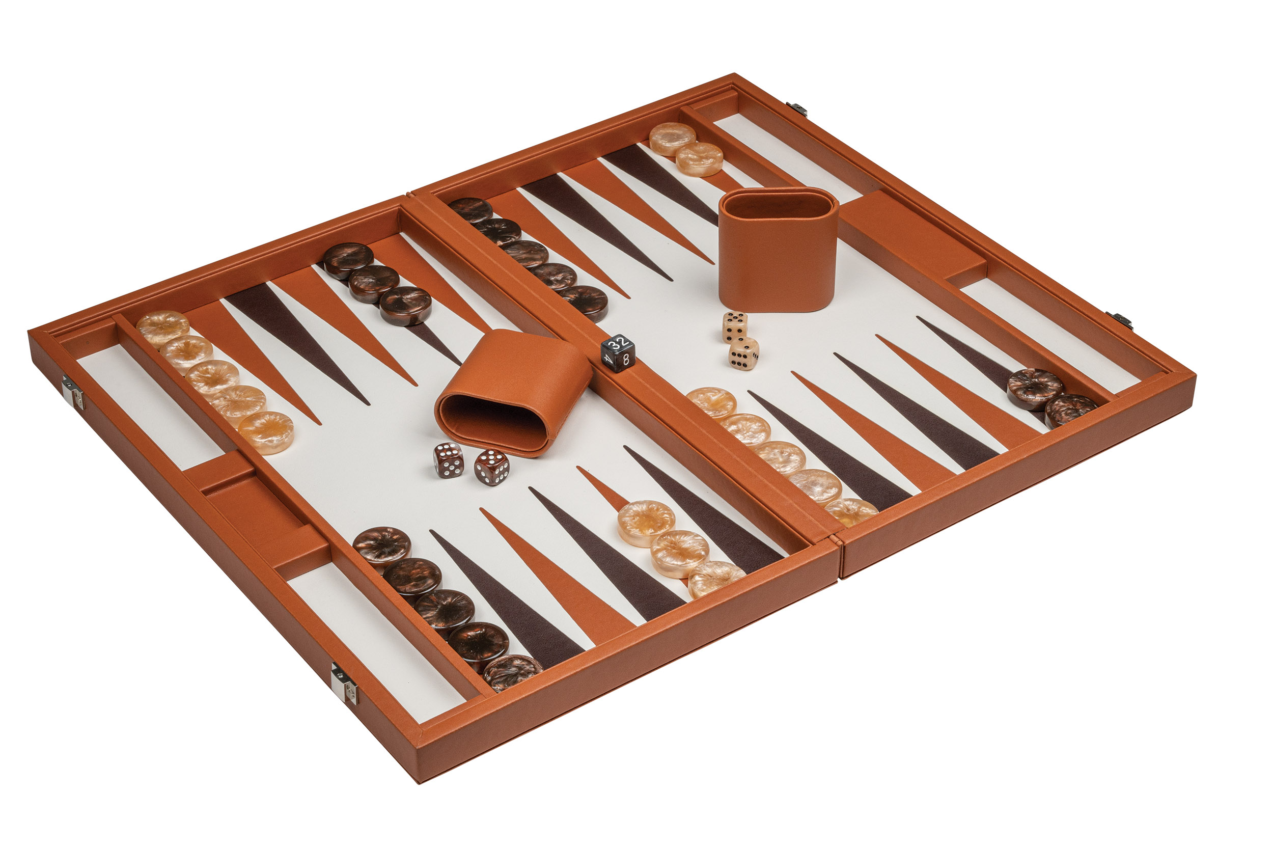 Backgammon brown, large, artificial leather