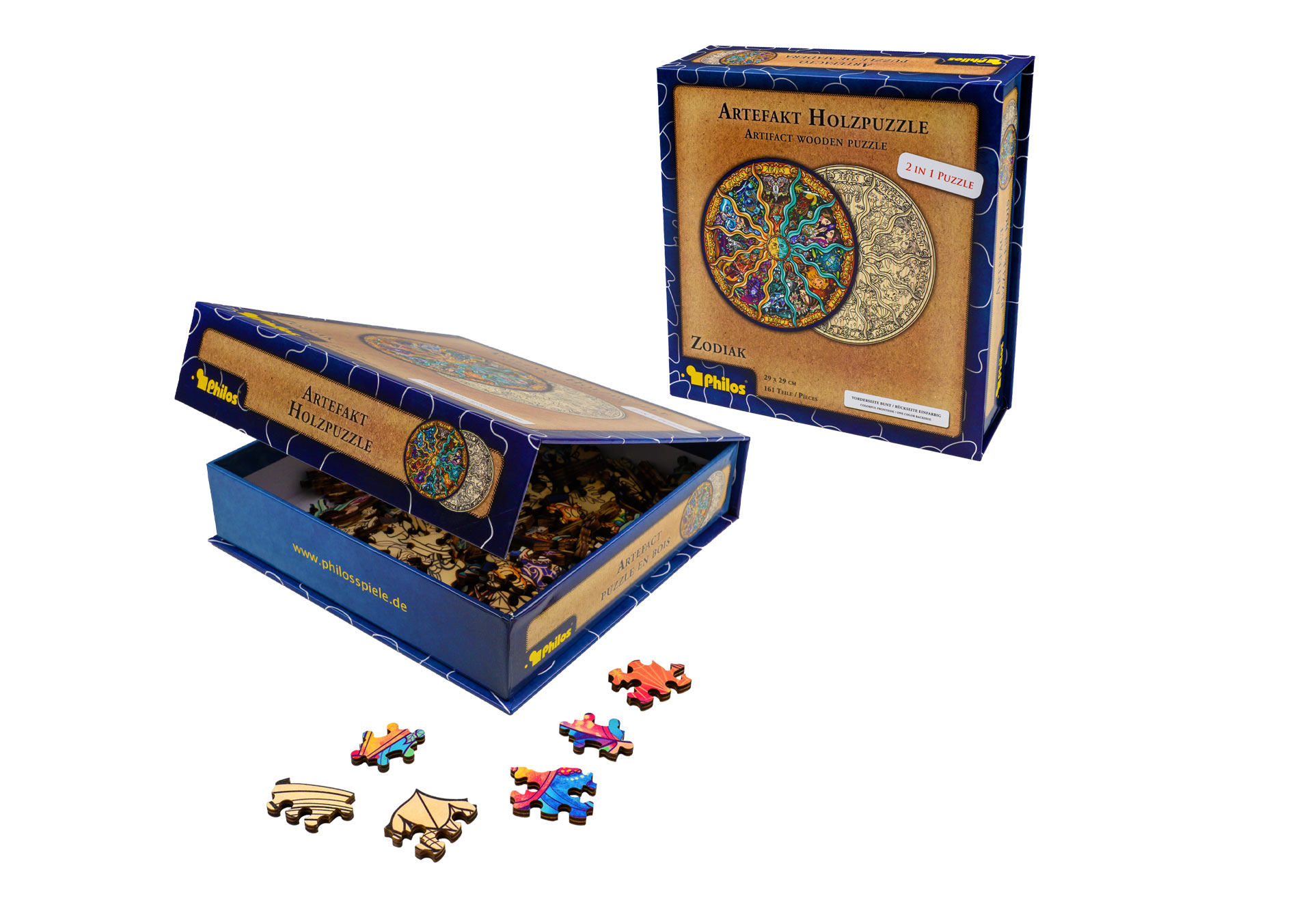 Artefakt Holzpuzzle 2 in 1 Zodiak, 161 Teile, in magnetischer Klappschachtel