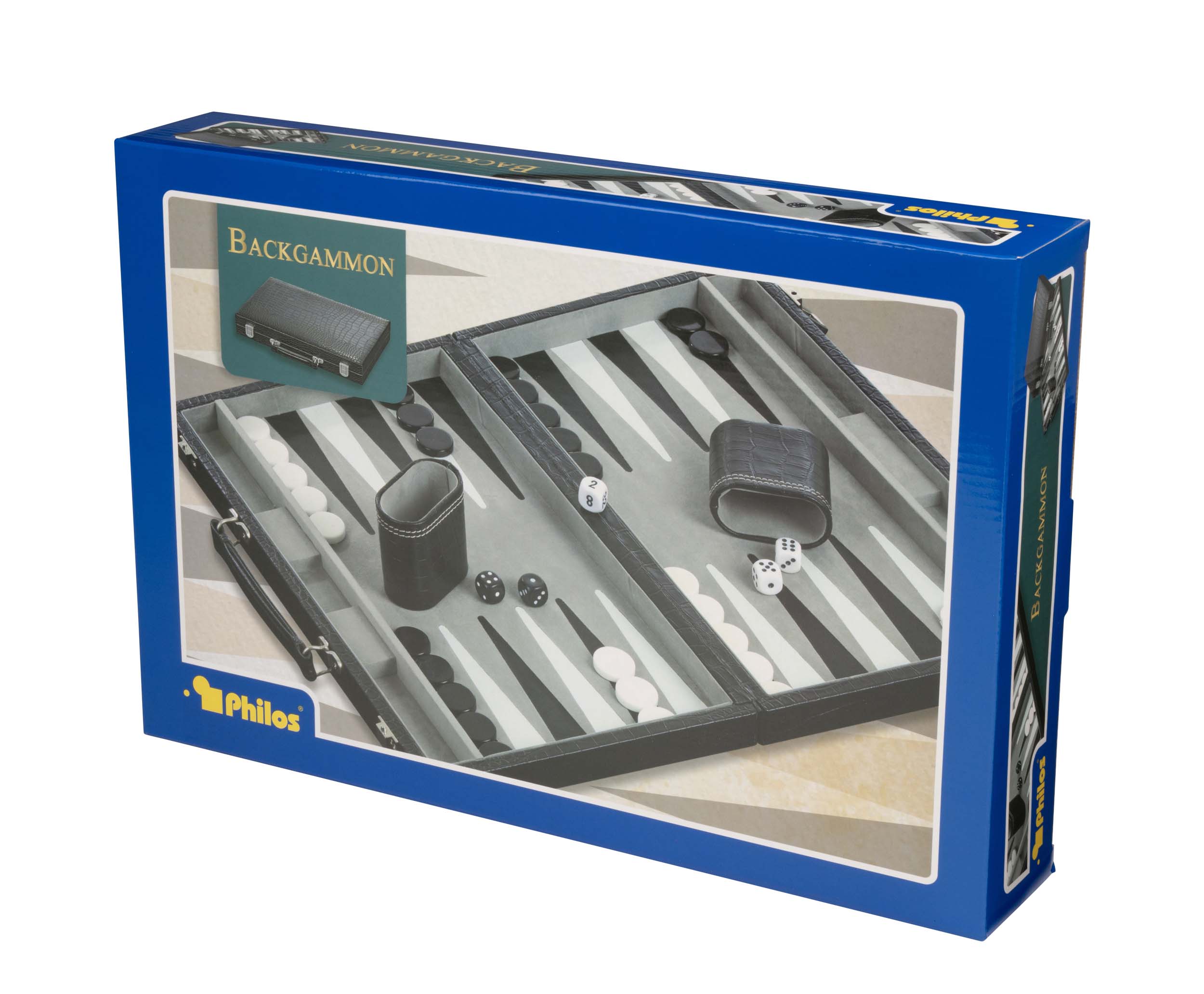 Backgammon, grau, medium, Kunstleder