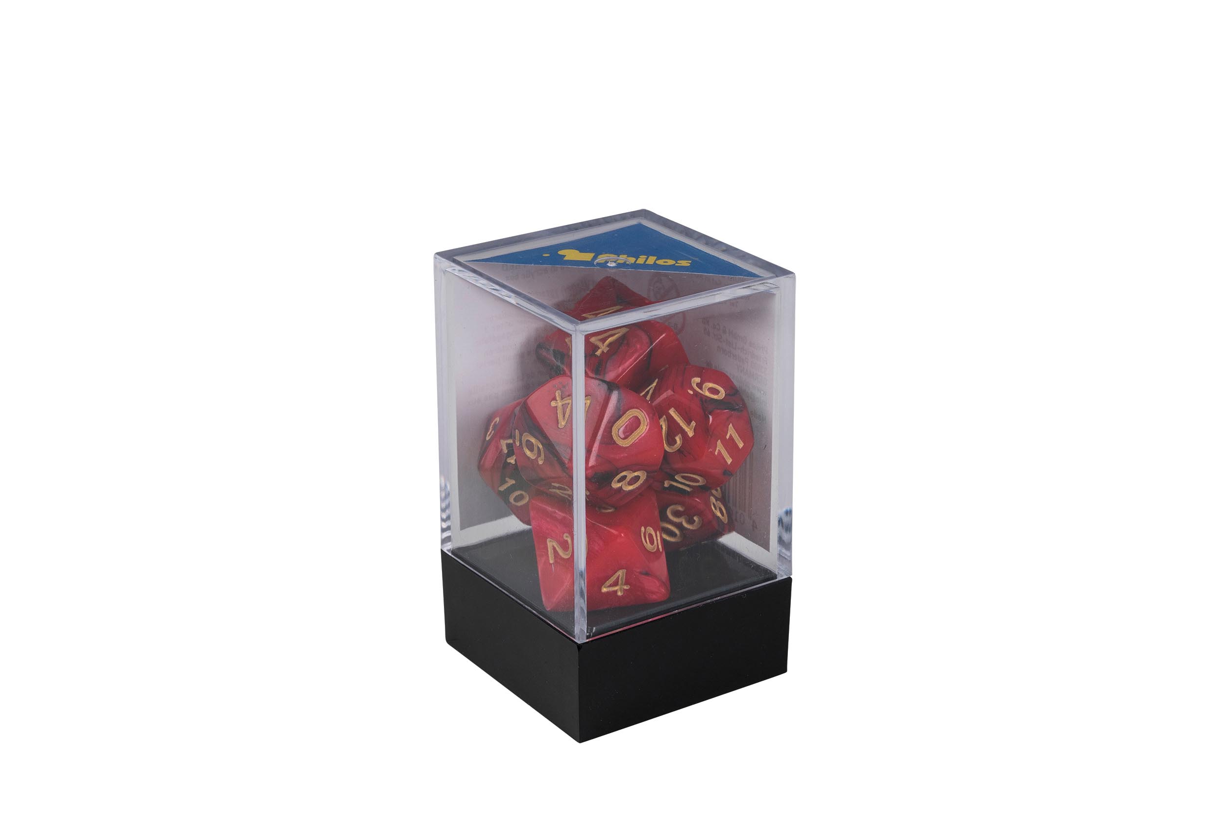Dice, oblivion, red, Set of 7 in acrylic box