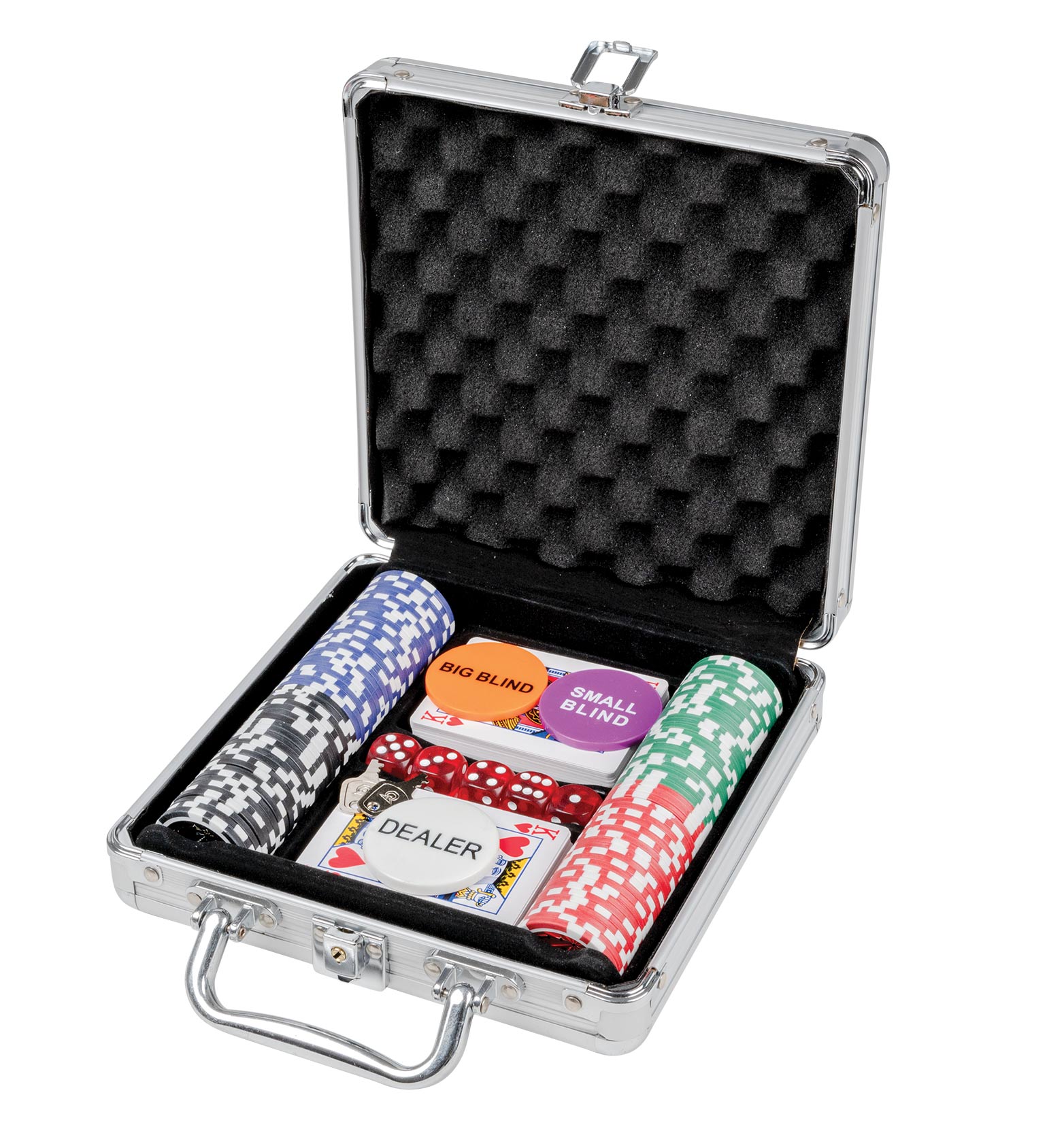 Poker case, 100 poker chips in aluminum case