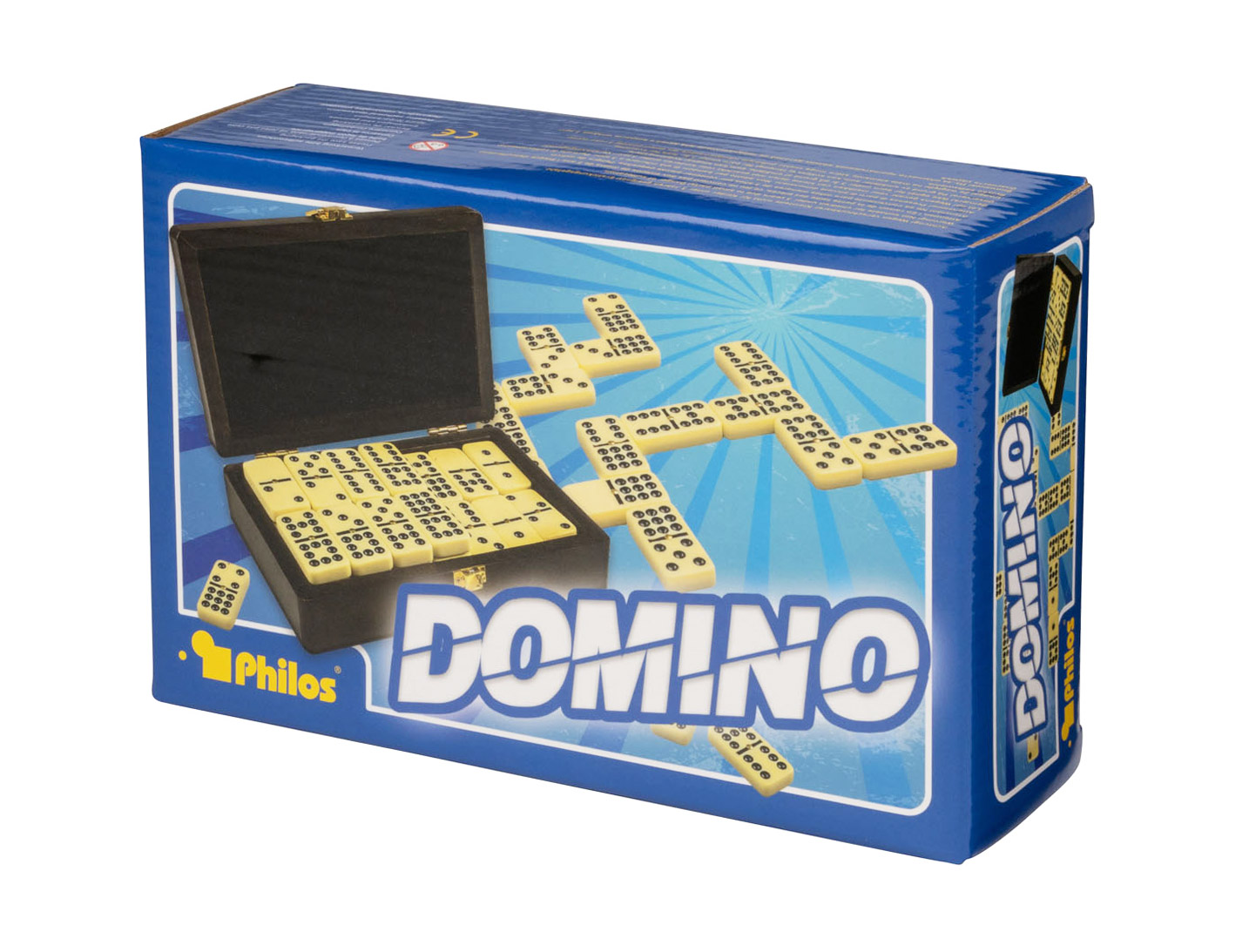 Domino, Doppel 9, in Box mit Walnussoptik