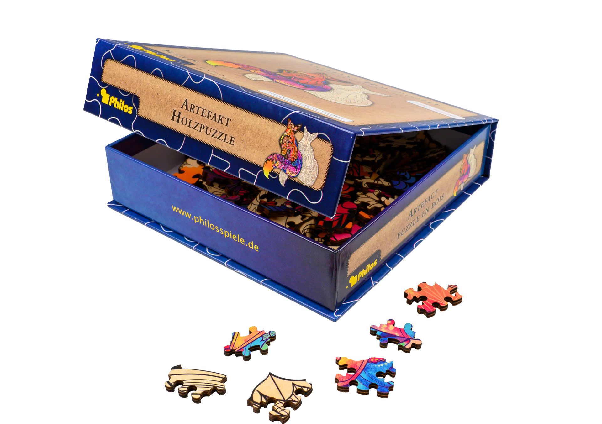 Artefakt Holzpuzzle 2 in 1 Fuchs, 143 Teile, in magnetischer Klappschachtel