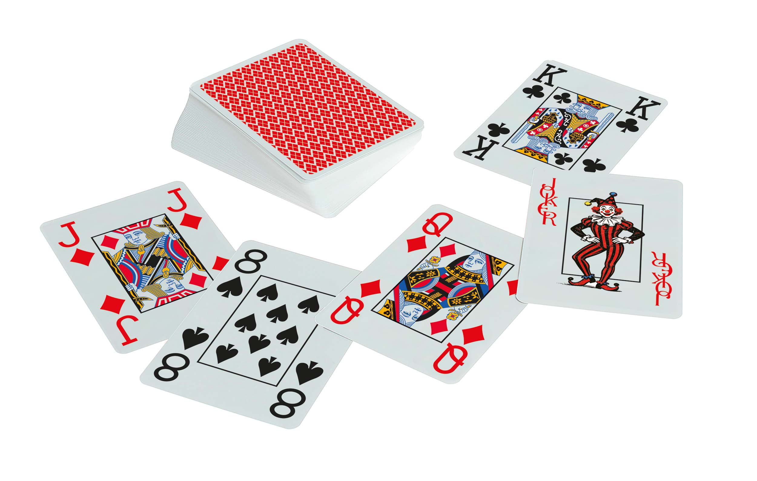 Poker cards, red, plastic, pack of 10