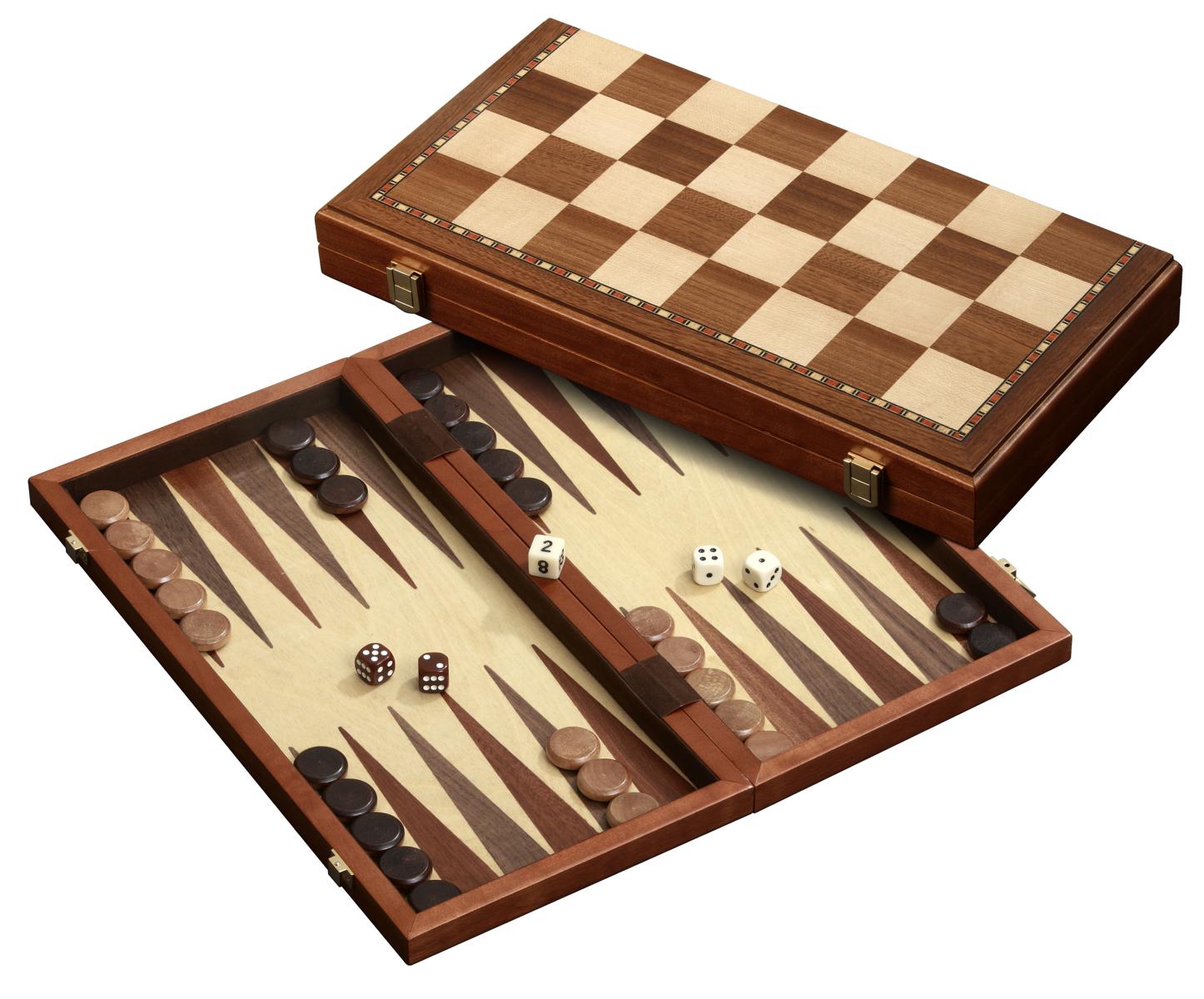 Schach Backgammon Dame Set, Feld 42 mm, magnetisch