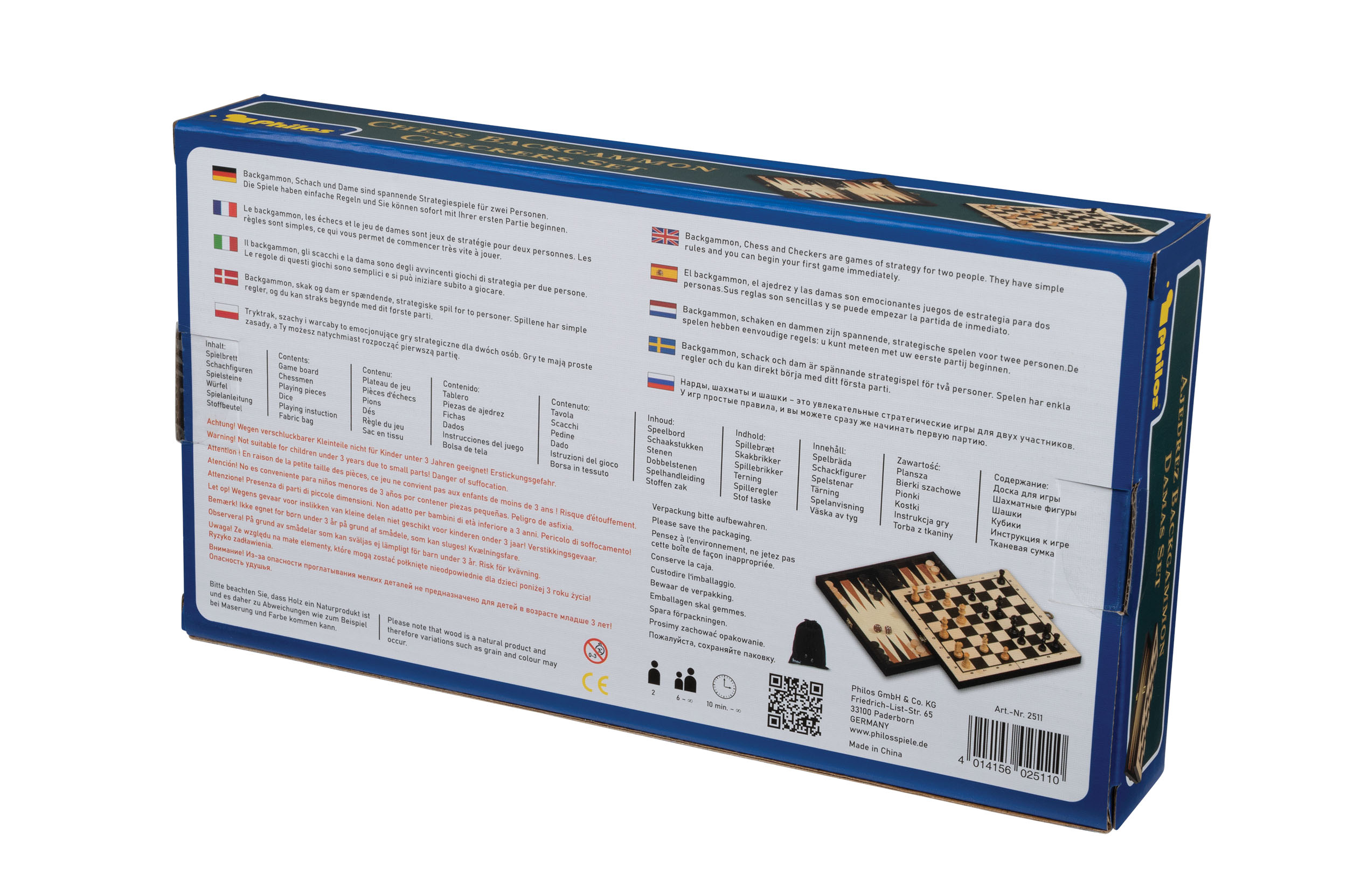 Chess Backgammon Checkers Set, travel, field 30 mm