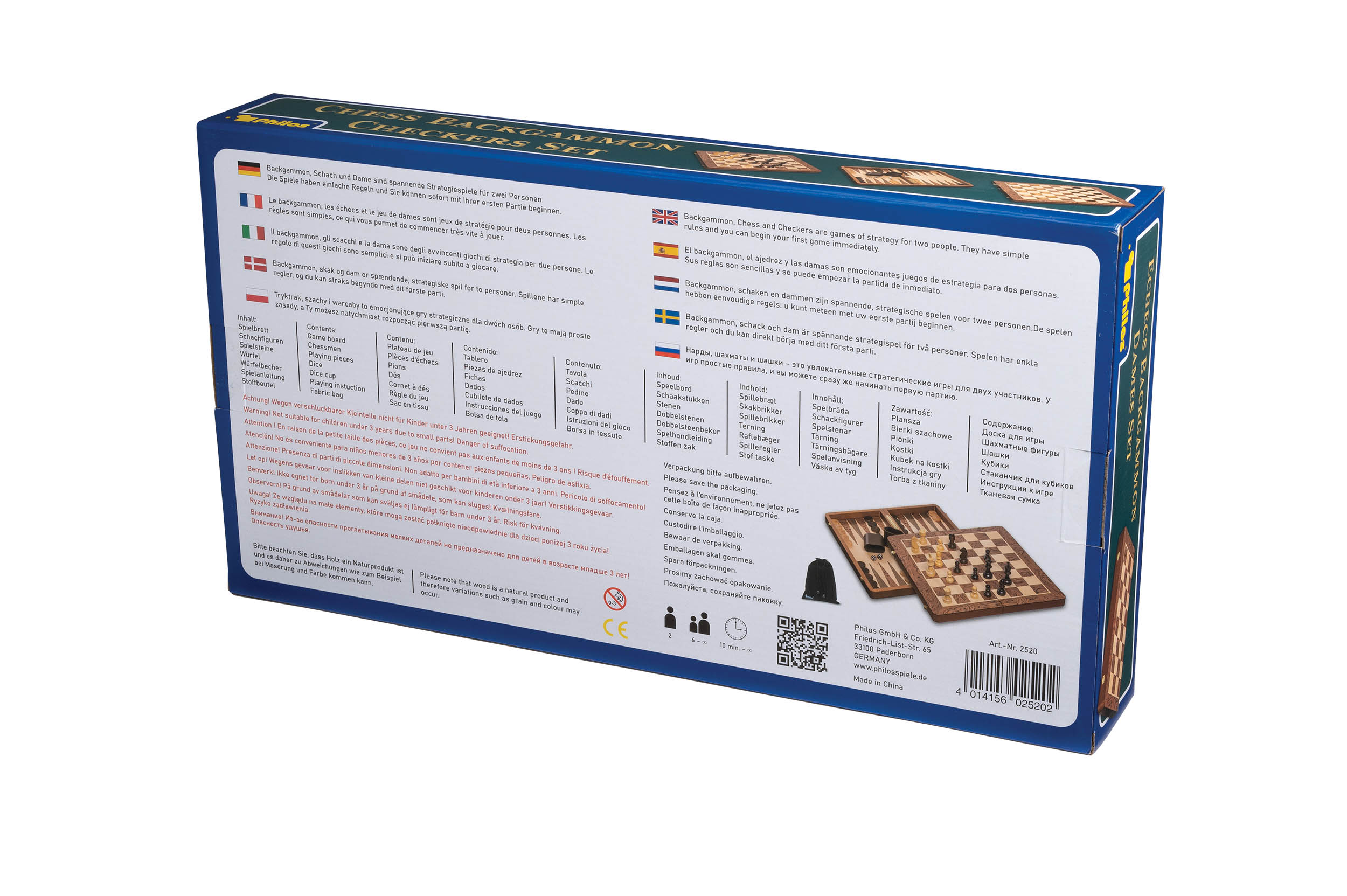 Chess Backgammon Checkers Set, field 50 mm