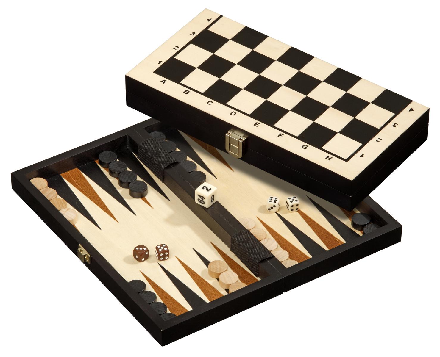 Schach Backgammon Dame Set, Reise, Feld 30 mm