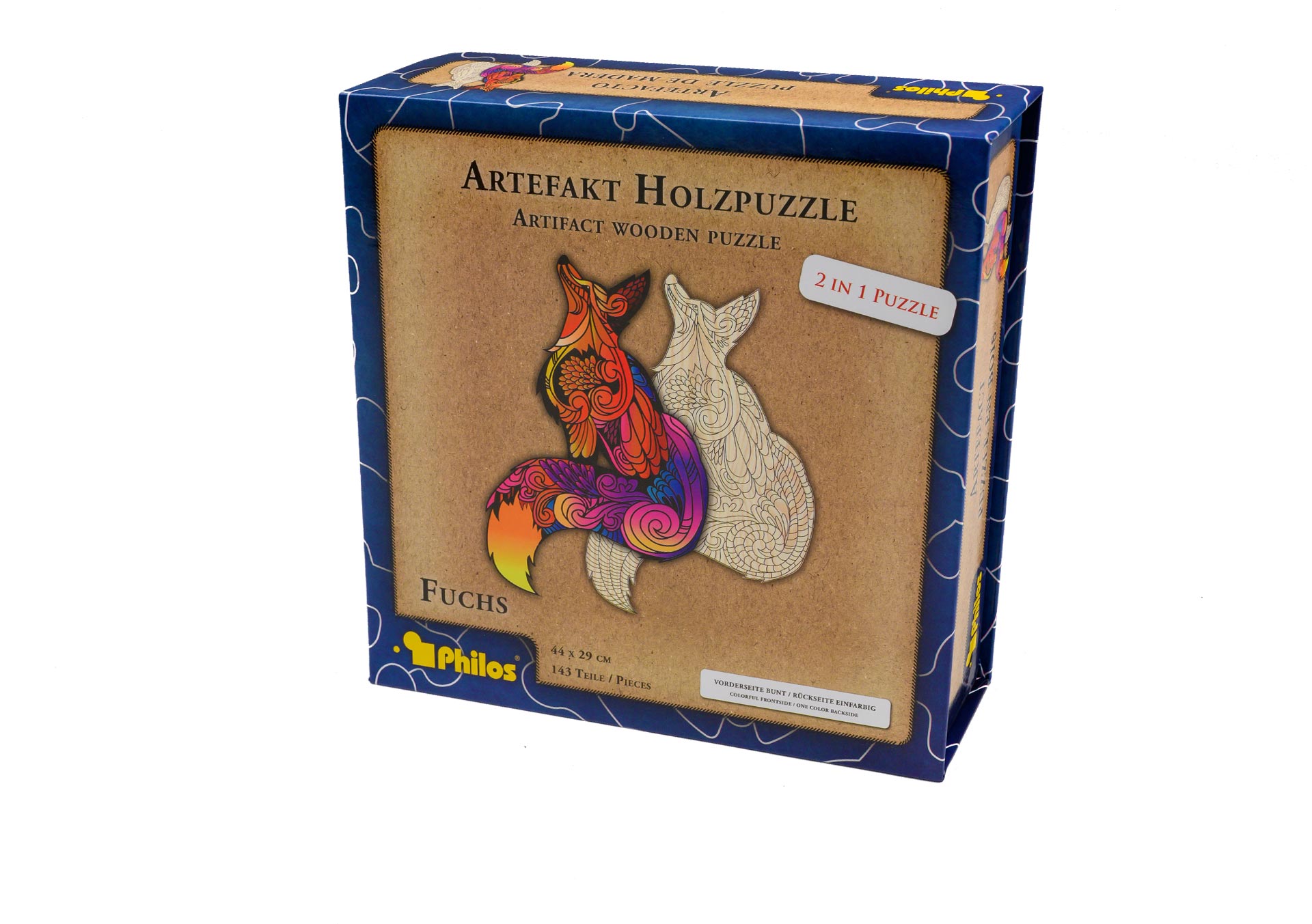 Artefakt Holzpuzzle 2 in 1 Fuchs, 143 Teile, in magnetischer Klappschachtel