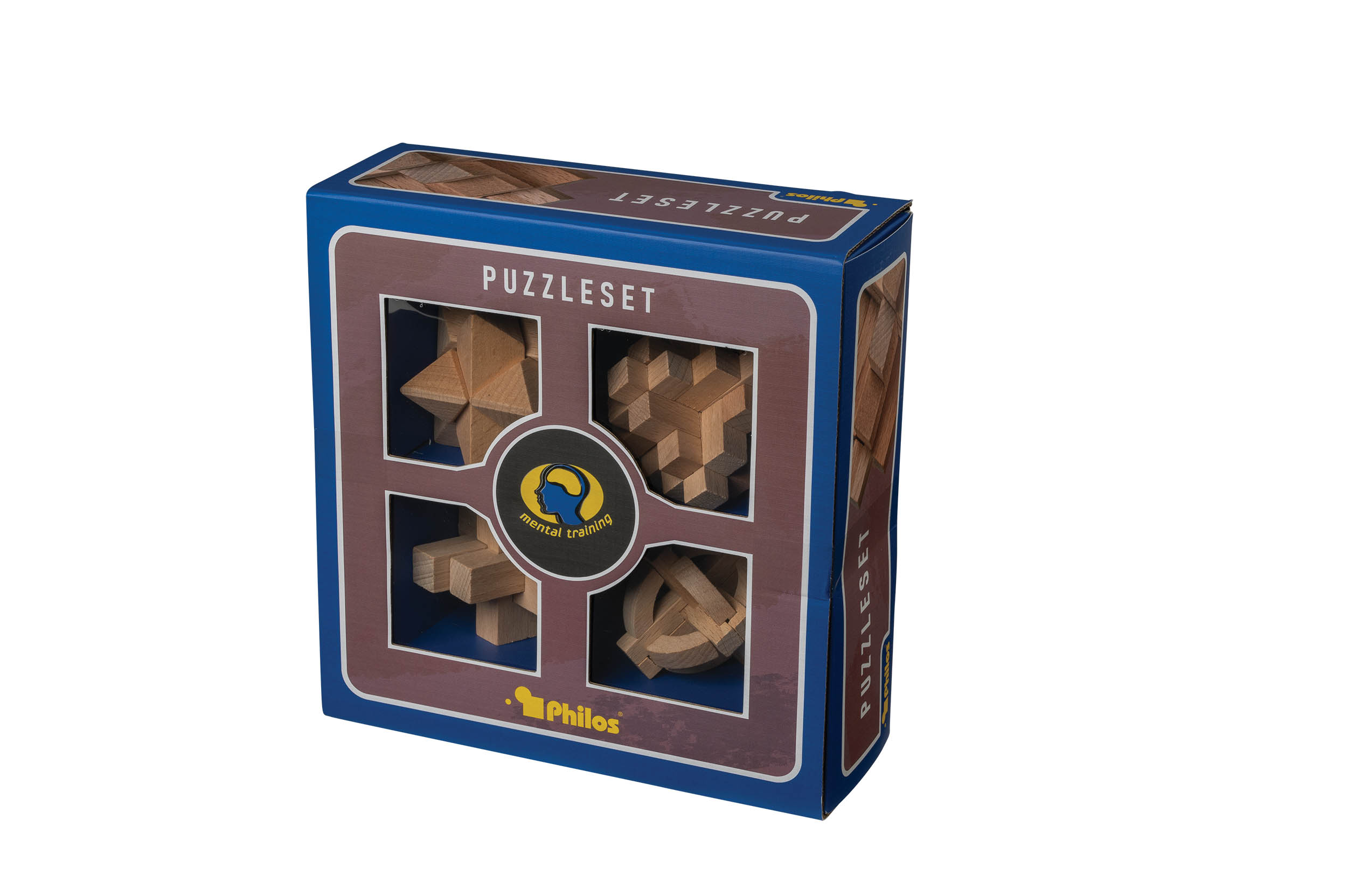 Puzzleset, number two, beech, 4 brainteasers