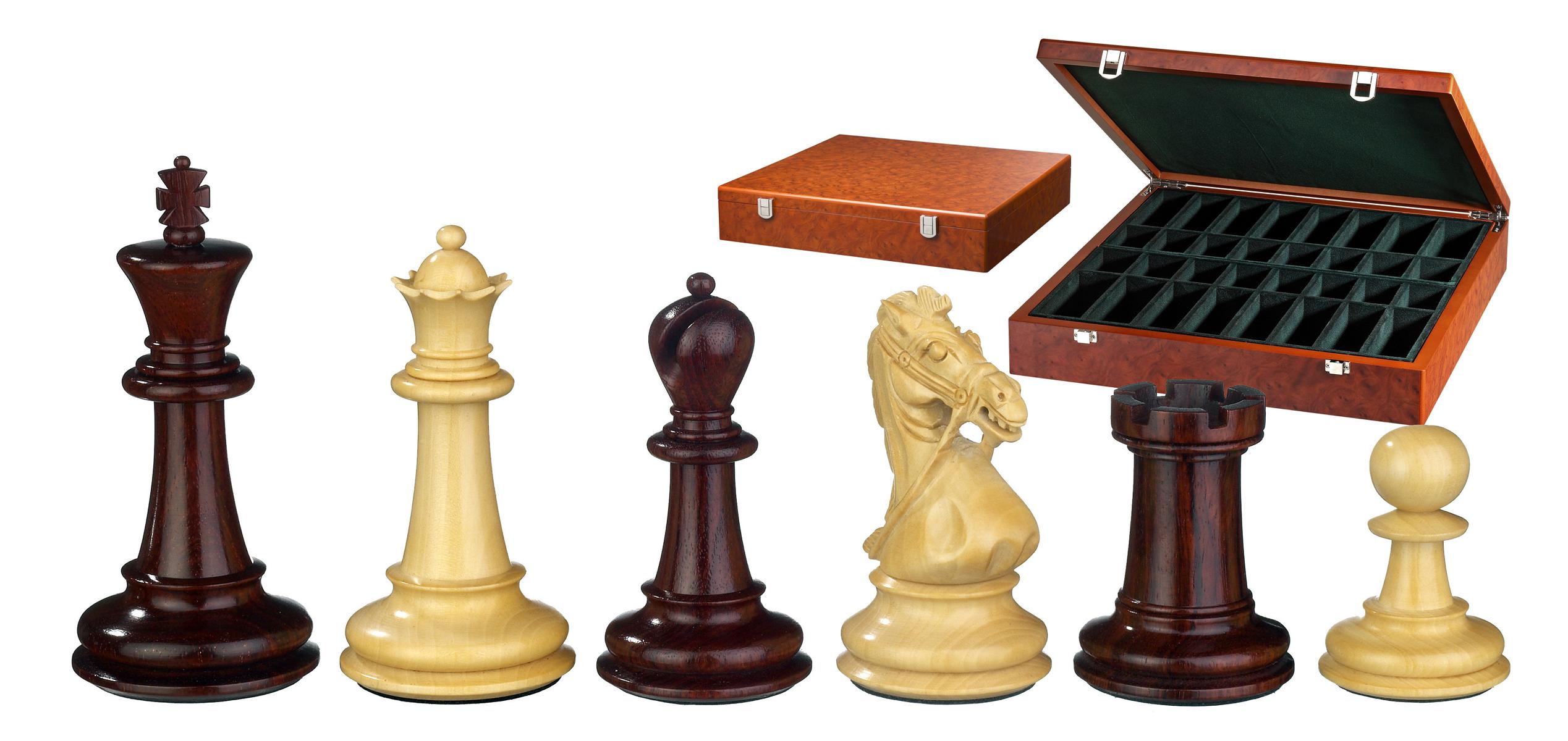 Schachfiguren Gratianus, Königshöhe 100 mm, in Holzbox
