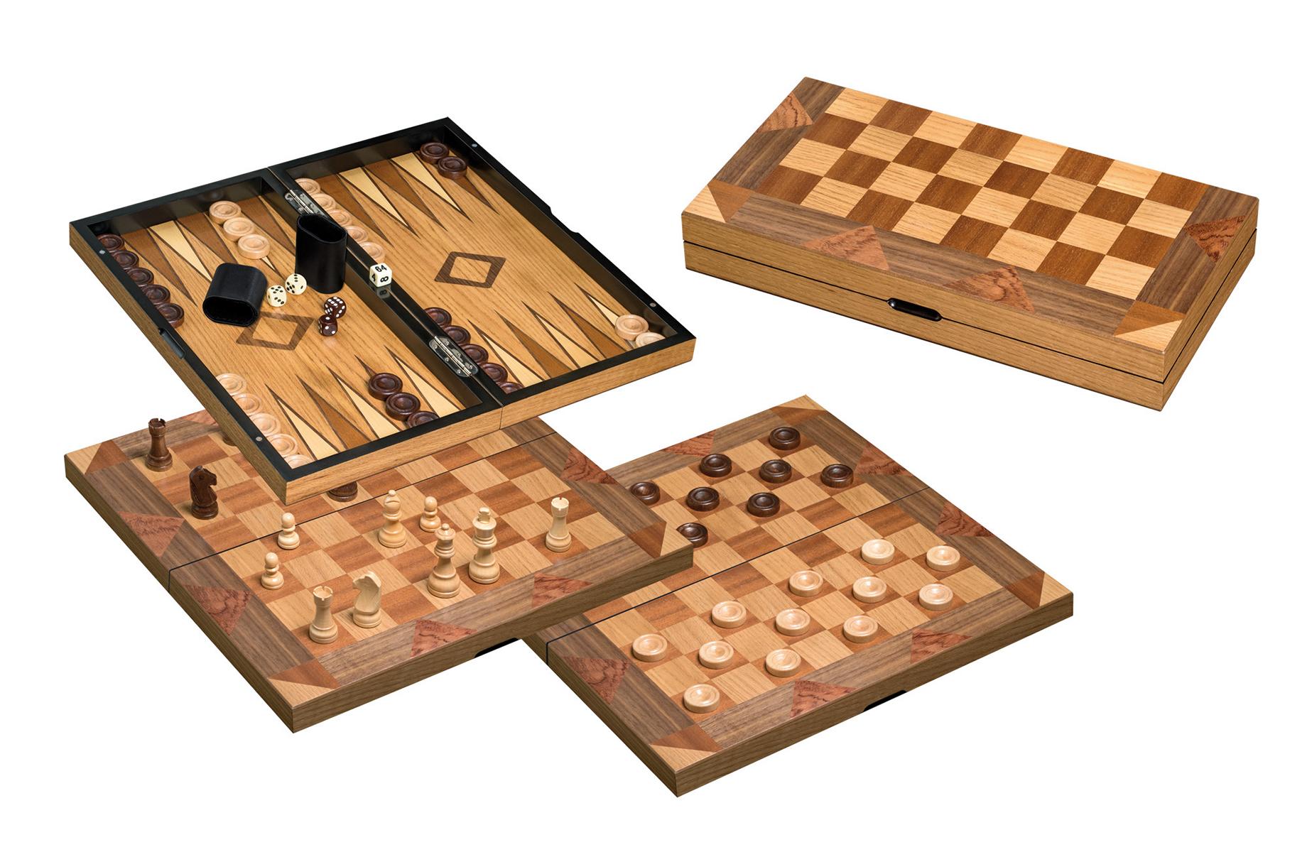 Schach Backgammon Dame Set, Feld 43 mm