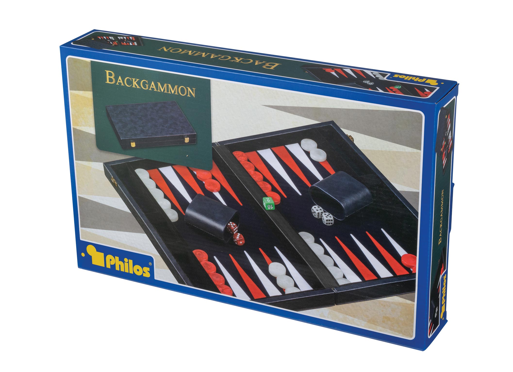 Backgammon, blue, medium, imitation leather