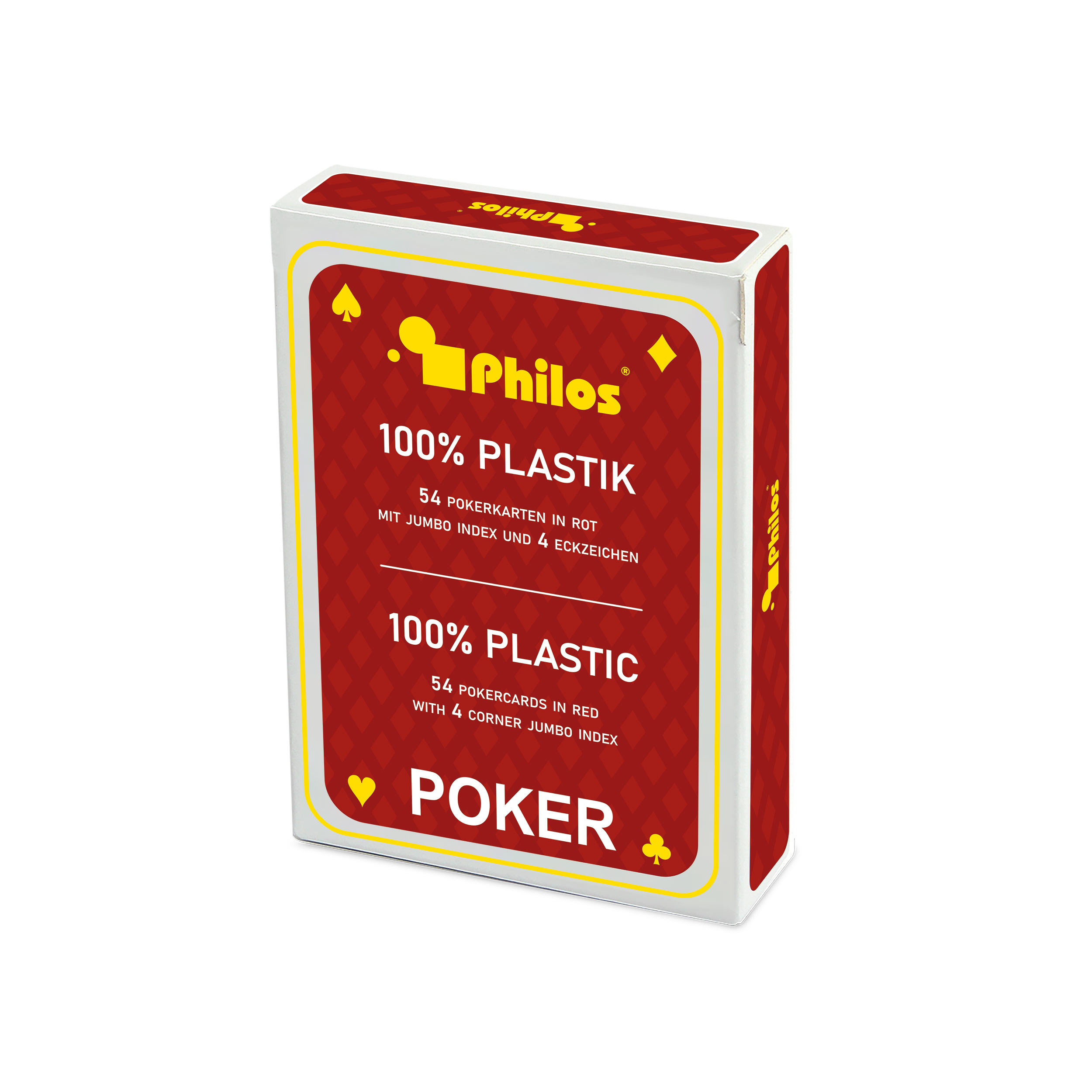 Poker cards, red, plastic, pack of 10