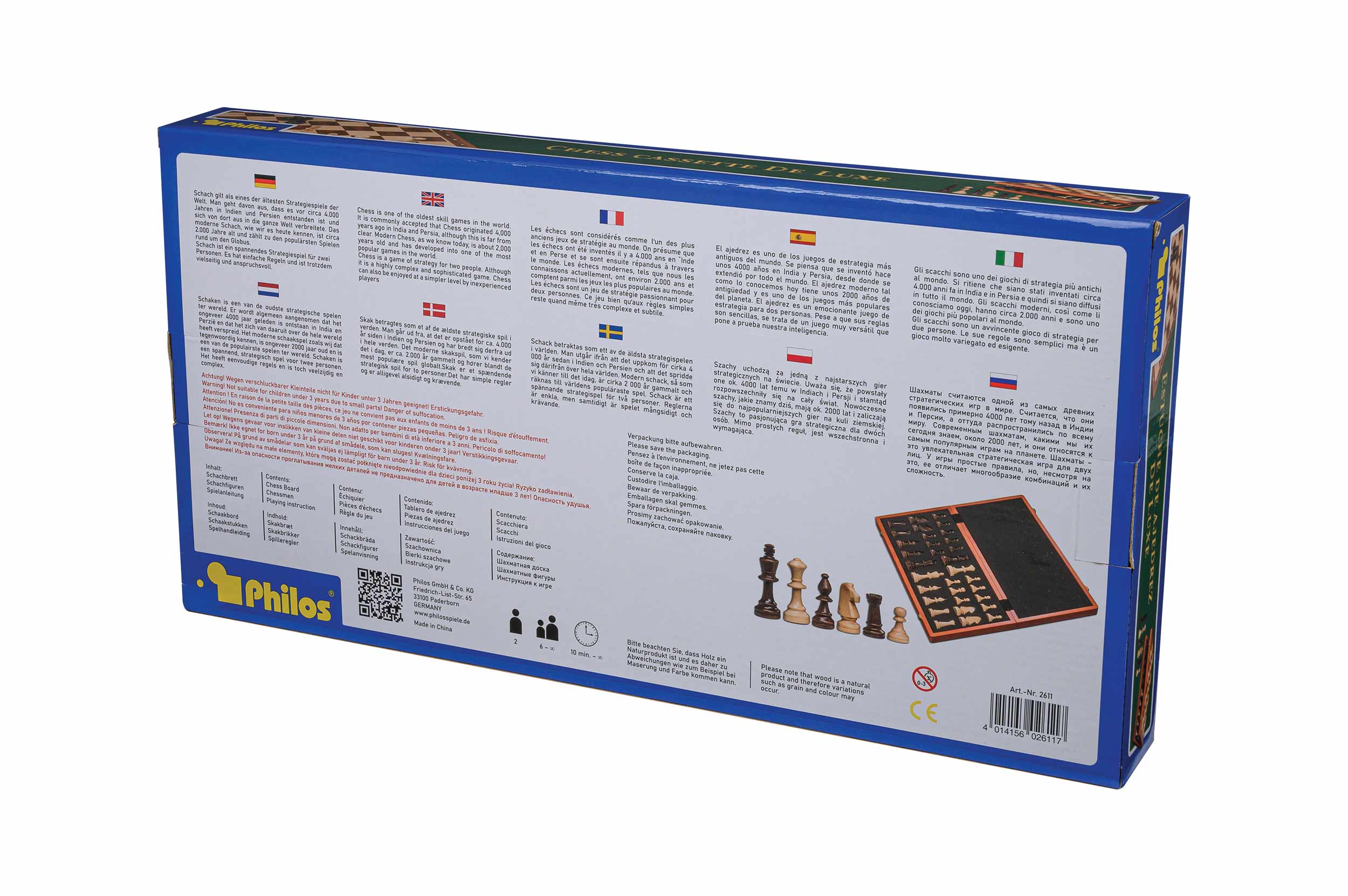 Chess cassette De Luxe, field 50 mm, with numbers and letters