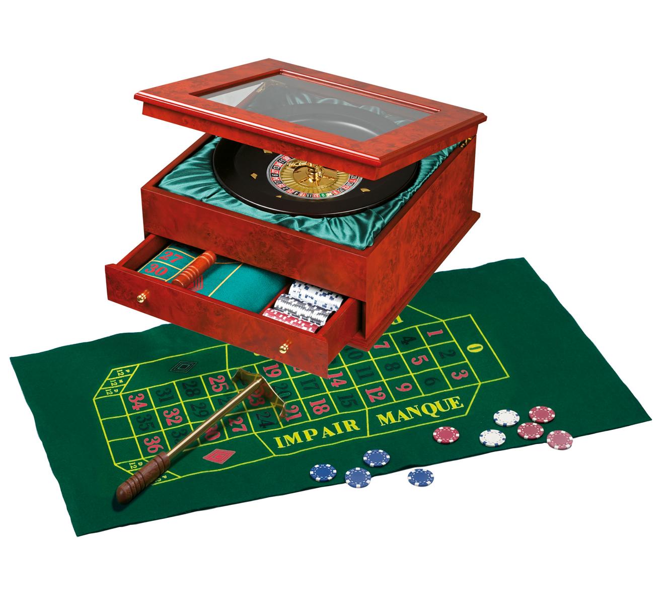 Roulette Set, Design, exklusive Holzbox. mit Aufbewahrungsfach
