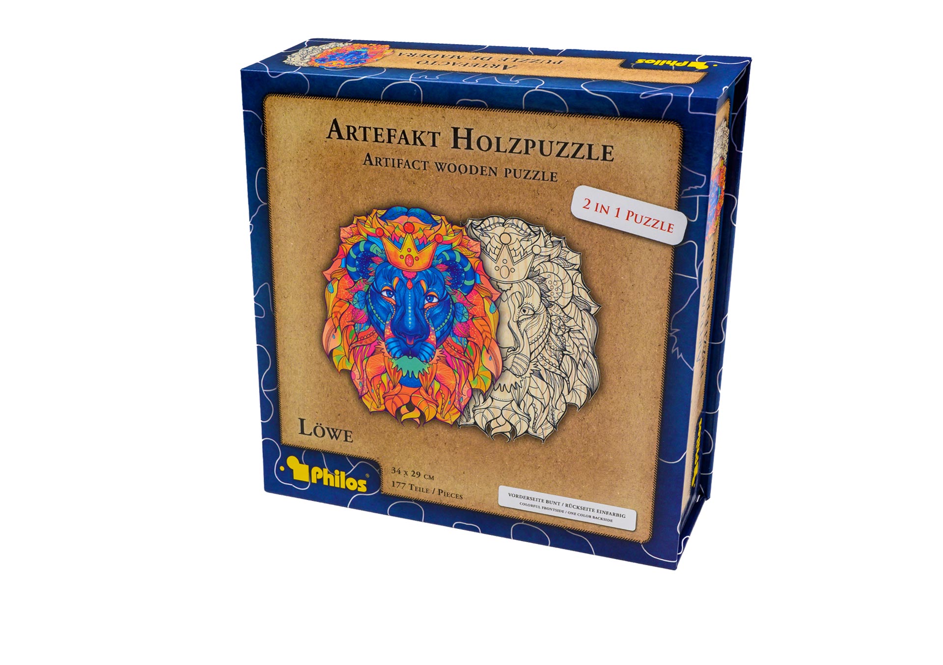 Artefakt Holzpuzzle 2 in 1 Löwe, 177 Teile, in magnetischer Klappschachtel