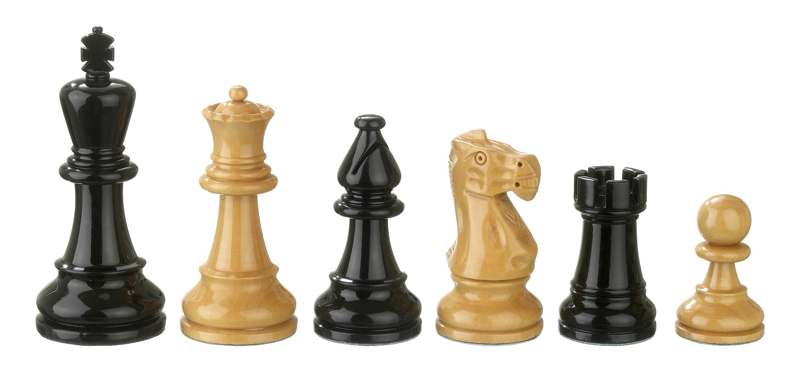 Schachfiguren Nero, schwarz natur, Königshöhe 95 mm, in Holzbox