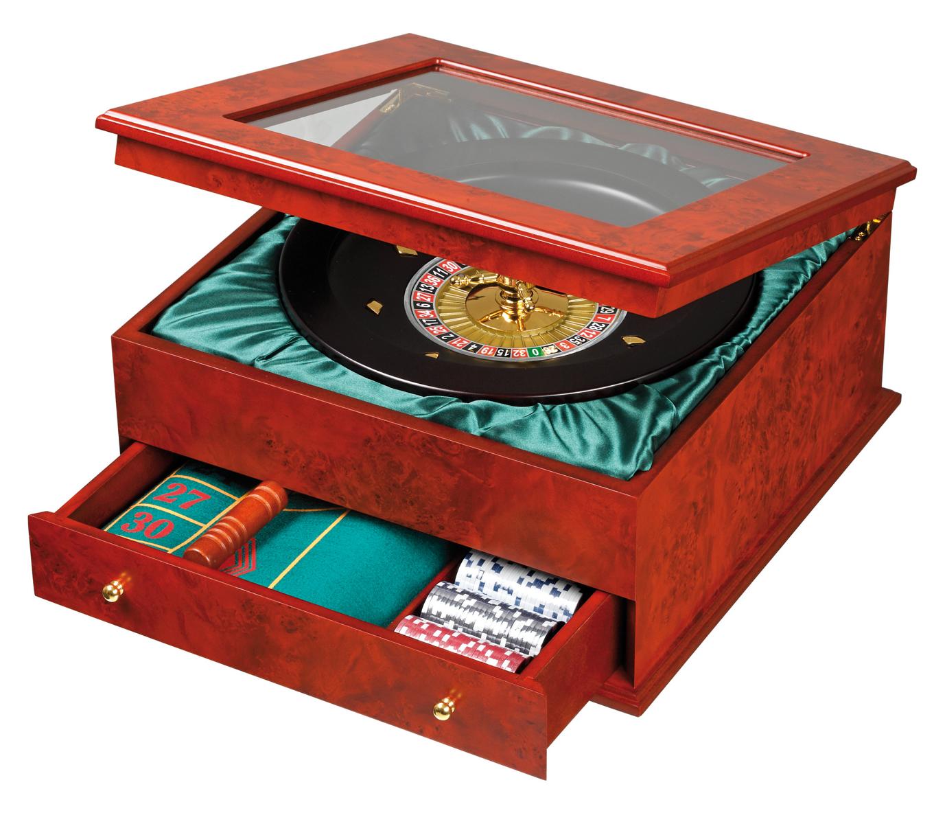 Roulette Set, Design, exklusive Holzbox. mit Aufbewahrungsfach