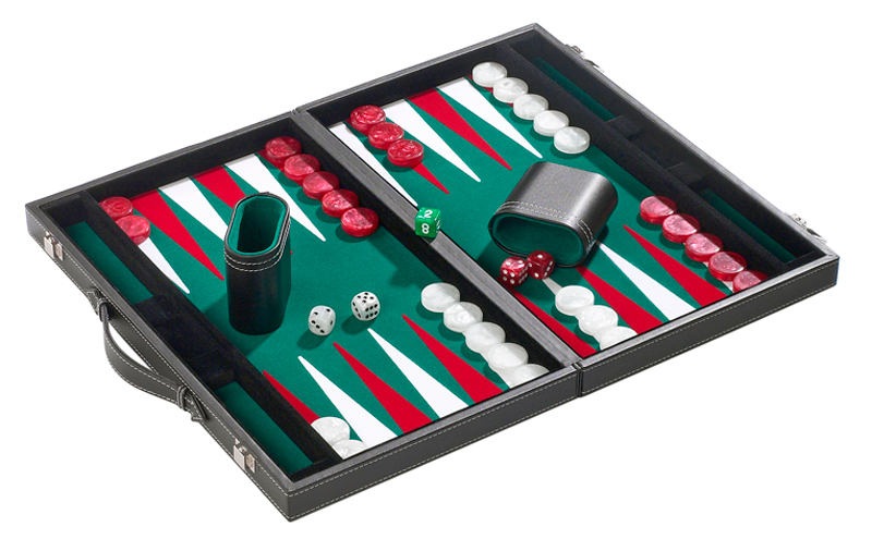 Backgammon, grün, groß, Kunstleder