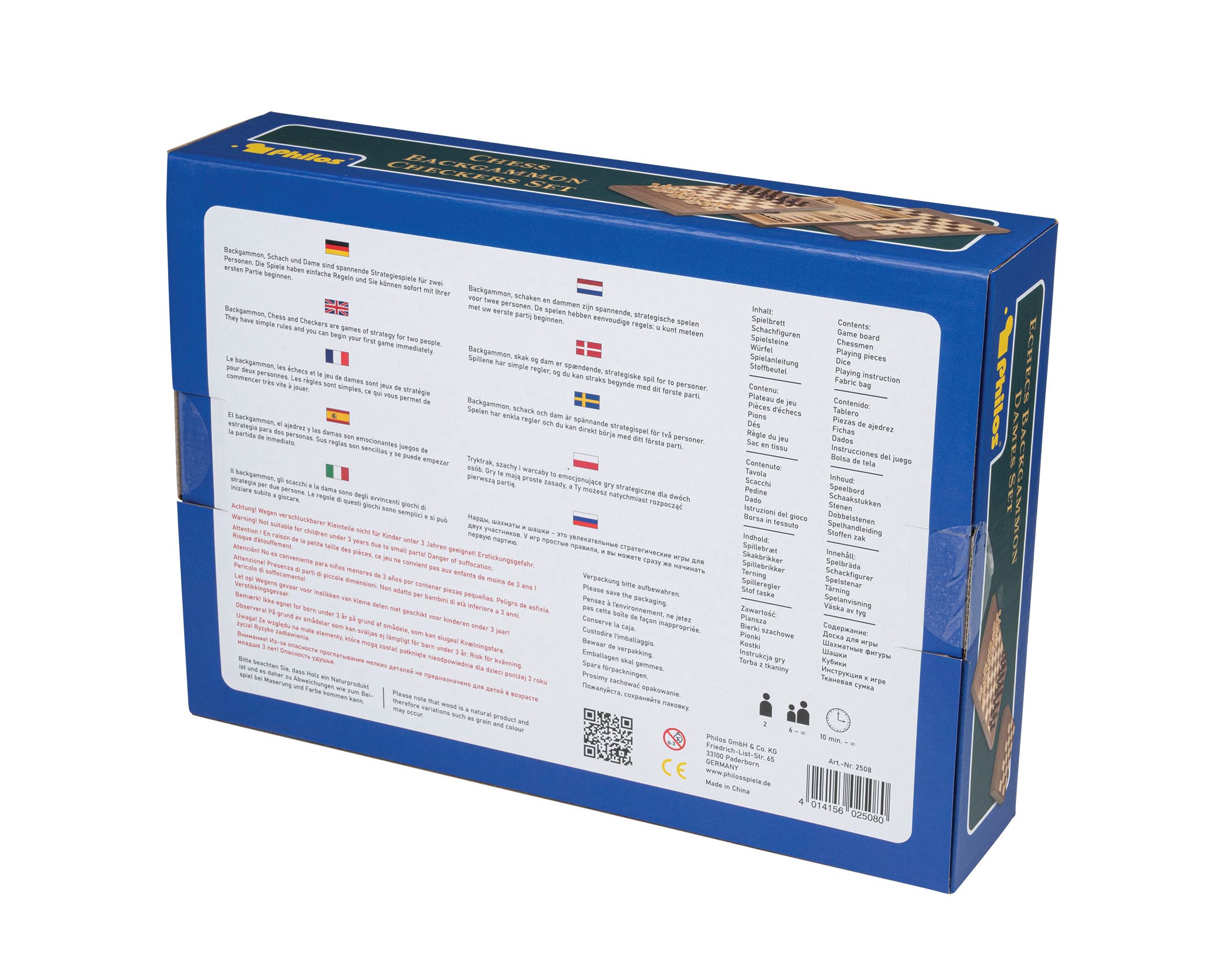 Chess Backgammon Checkers Set, field 32 mm, magnetic lock