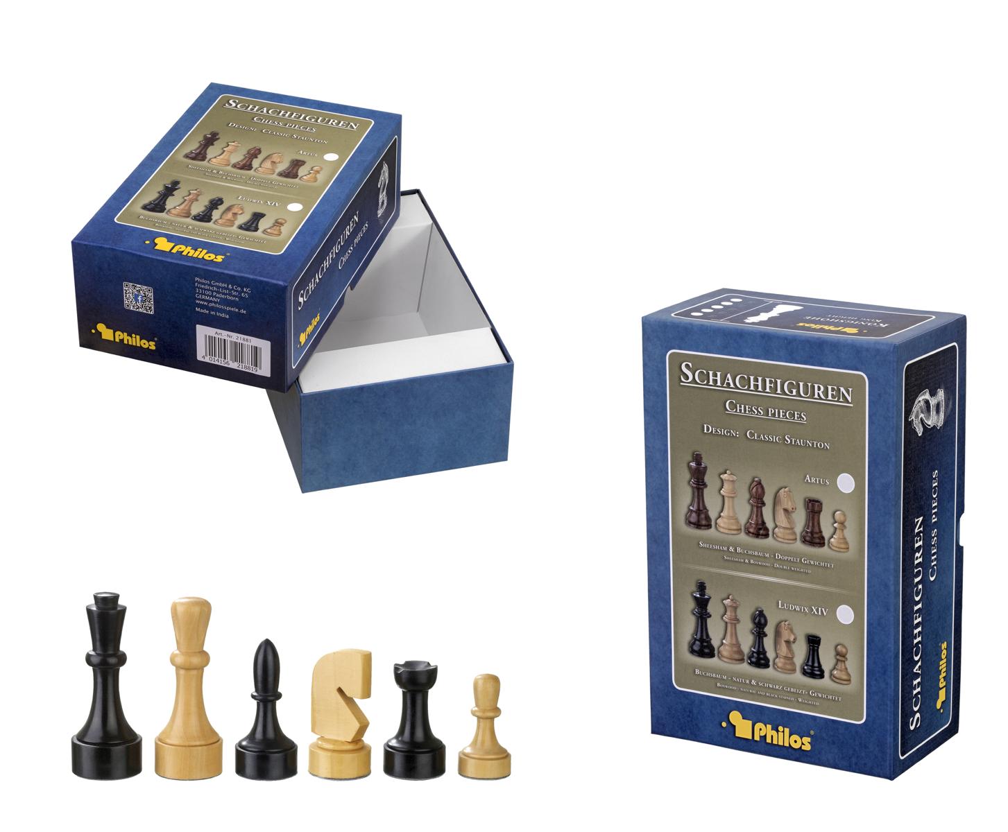 Schachfiguren Romulus, Königshöhe 95 mm, in Set-Up Box