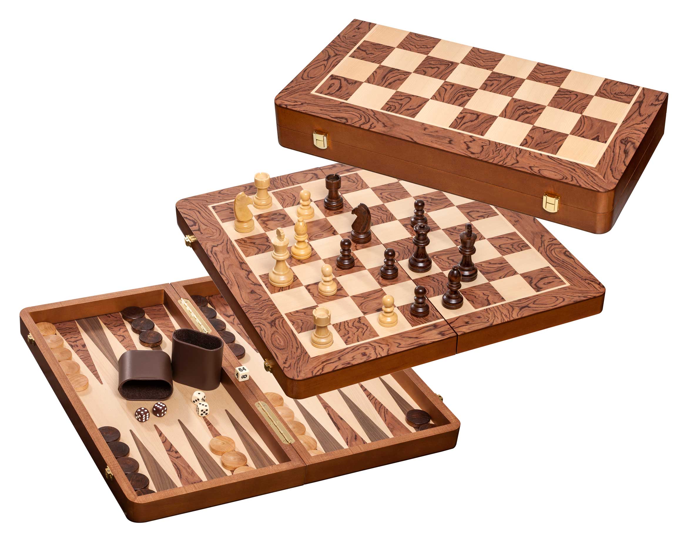 Chess Backgammon Checkers Set, field 50 mm