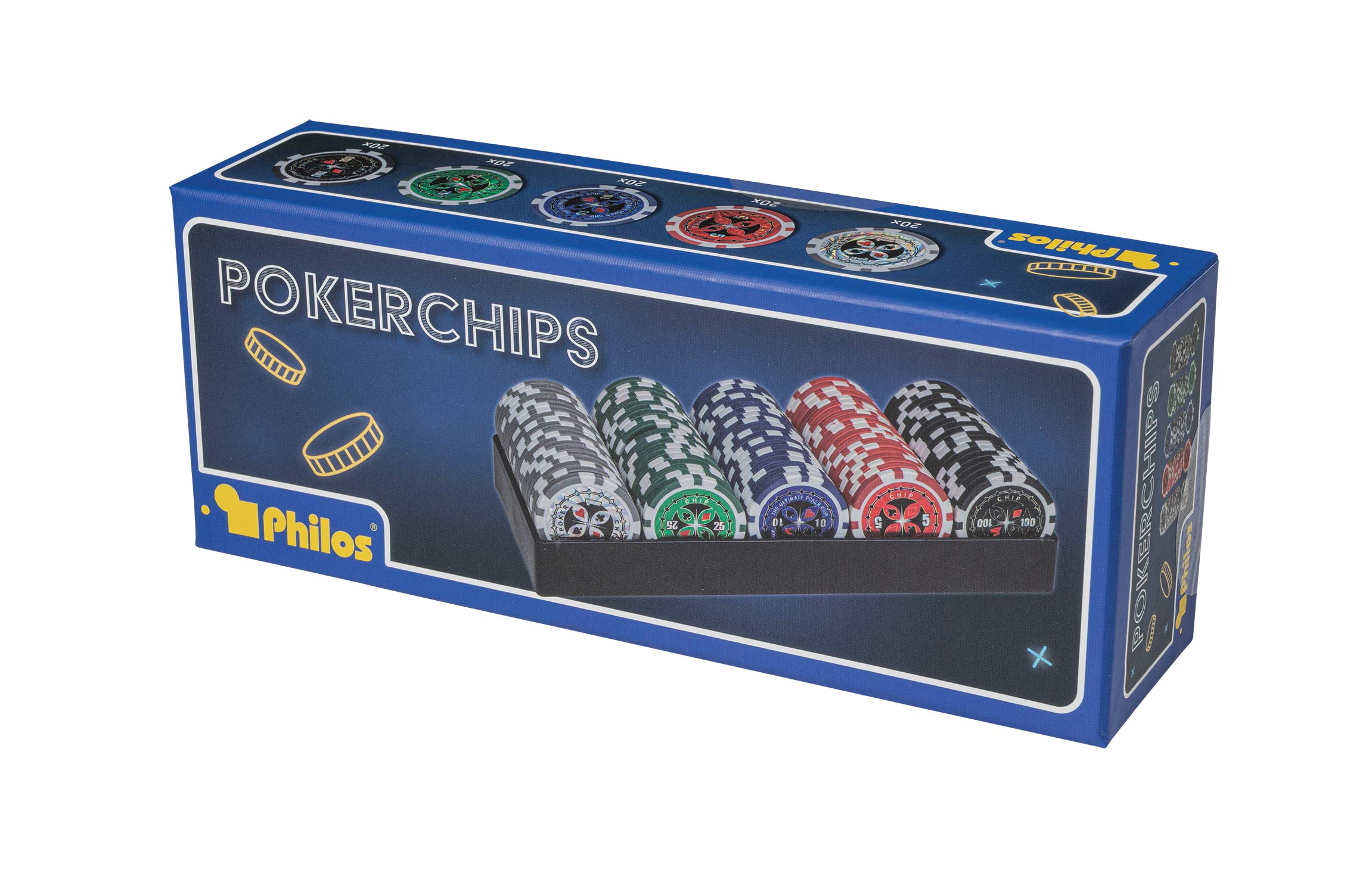 100 poker chips with plastic holder