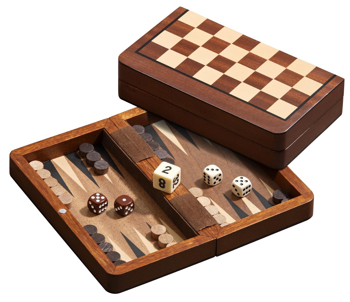 Schach Backgammon Dame Set, Reise, Feld 18 mm, magnetisch