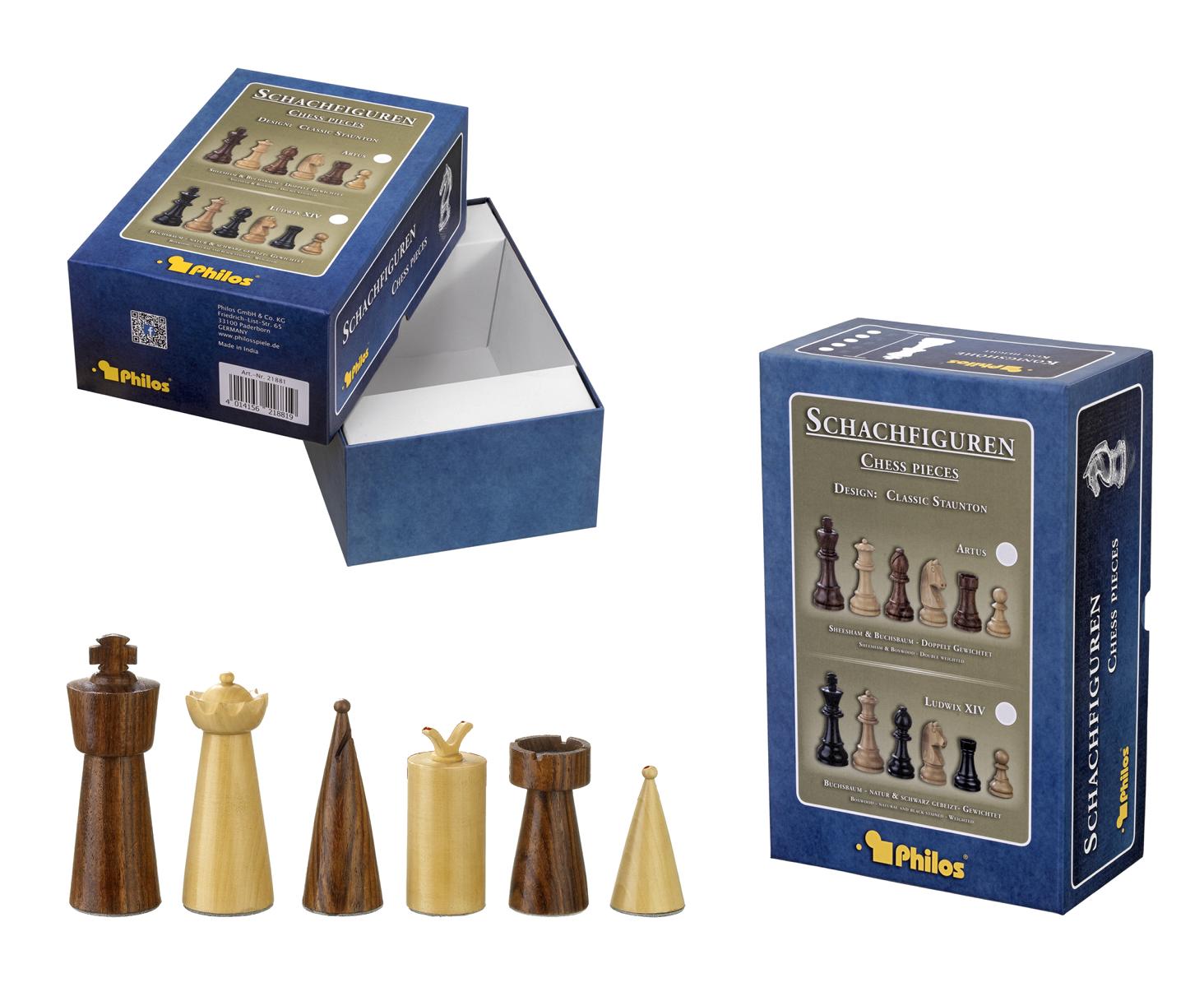 Schachfiguren Galba, Königshöhe 90 mm, in Set-Up Box