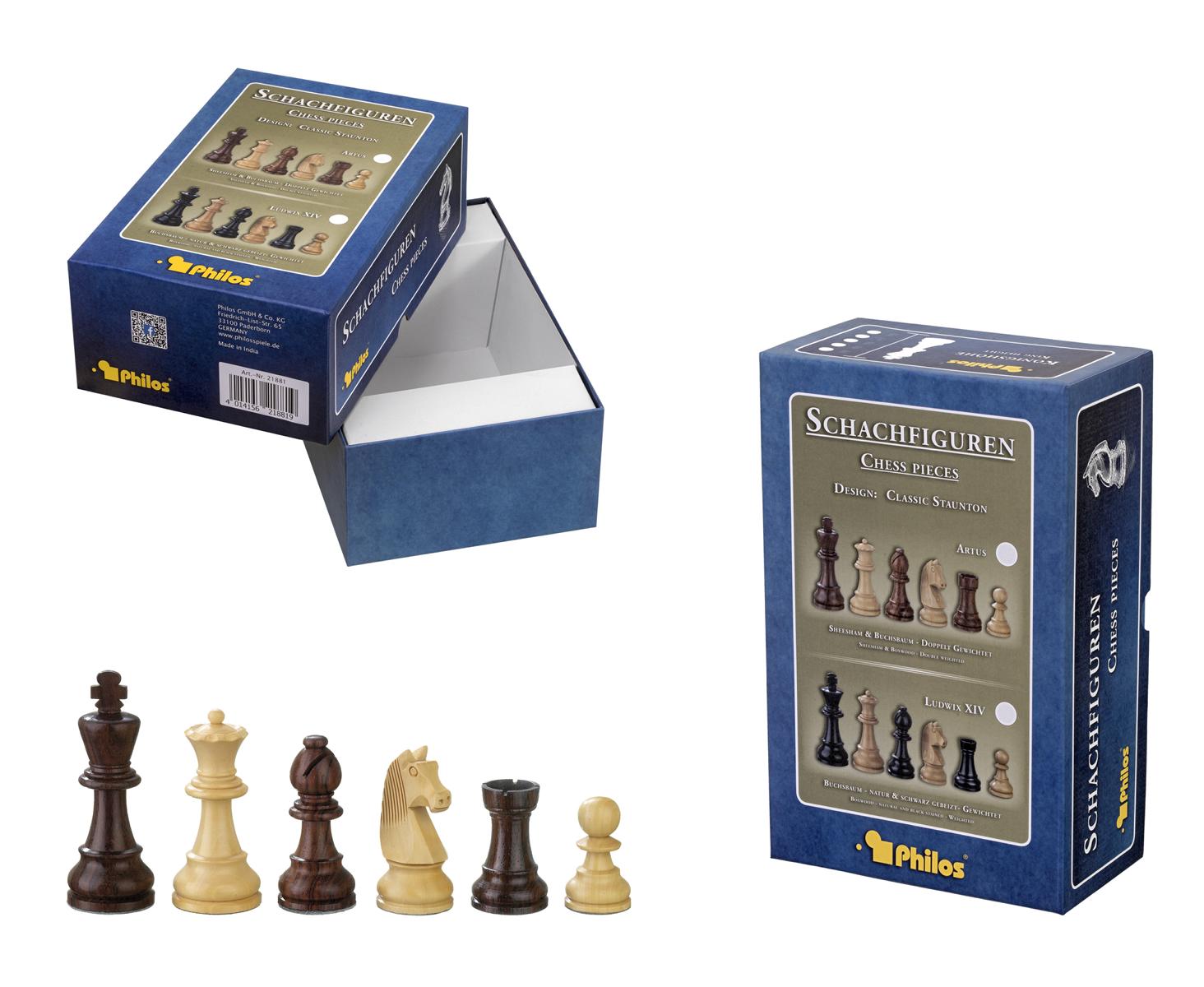 Schachfiguren Barbarossa, Königshöhe 78 mm, in Set-Up Box