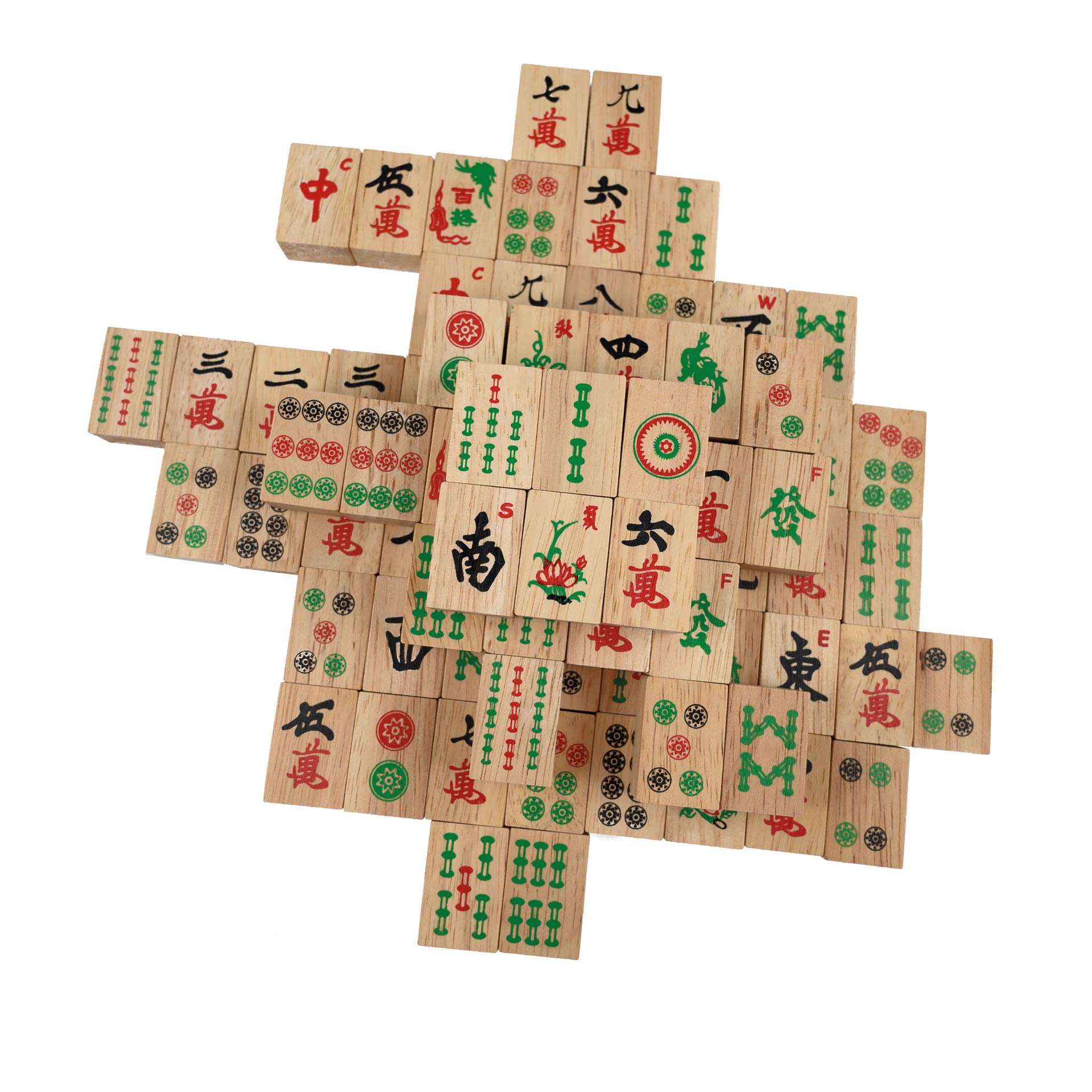 Mah Jongg, made of wood, without arabic numbers