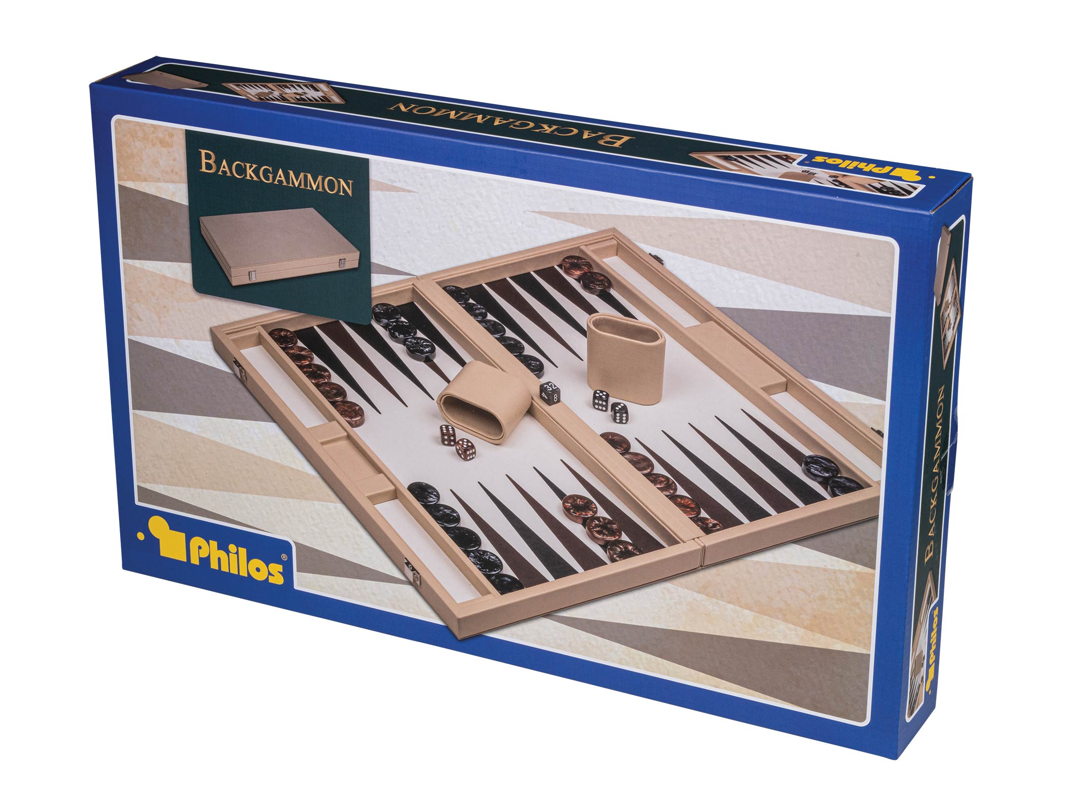 Backgammon cream, large, artificial leather