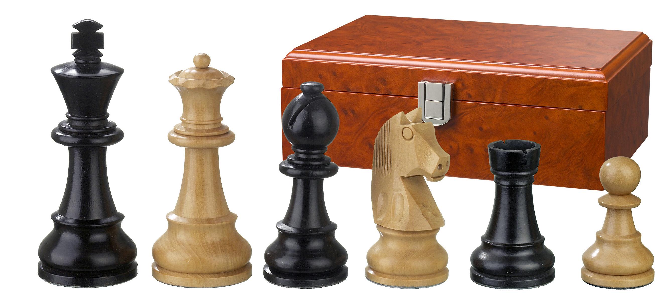Chess pieces Ludwig XIV, king height 90 mm, in wooden box