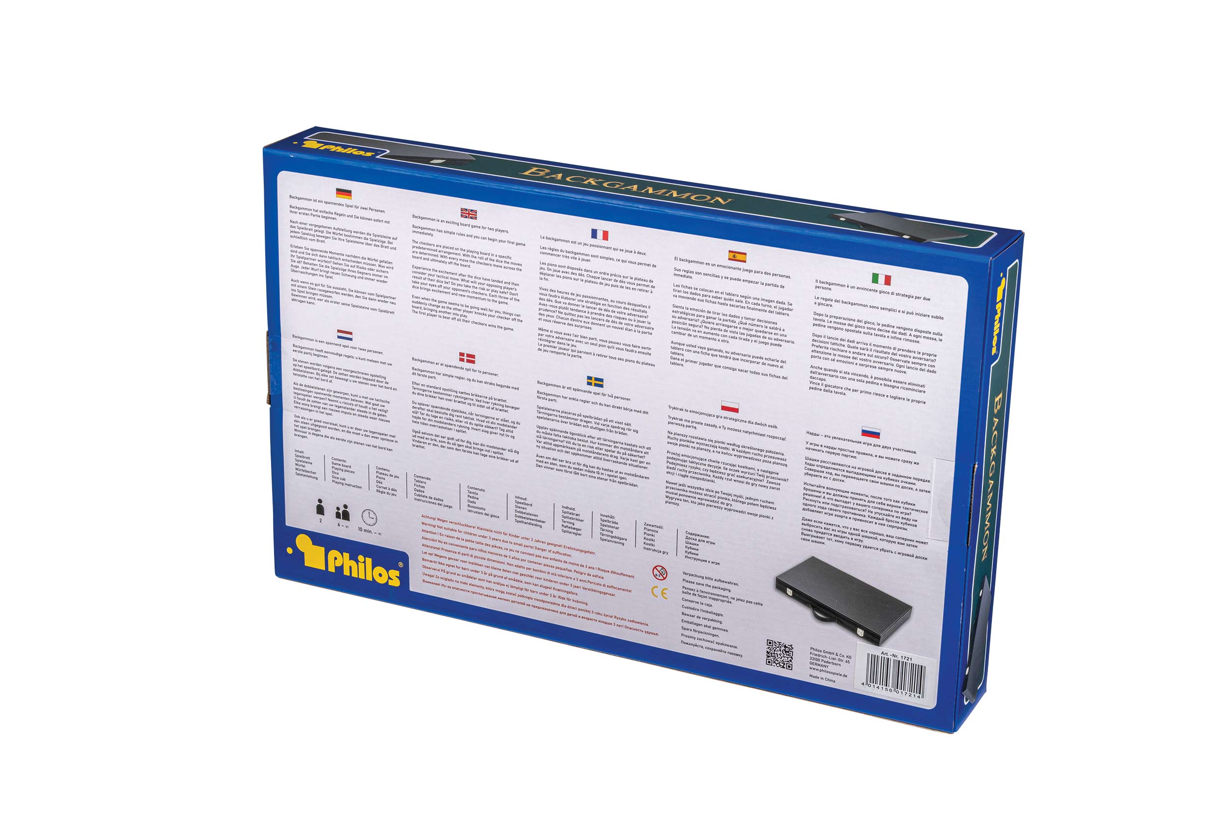 Backgammon, red, large, imitation leather