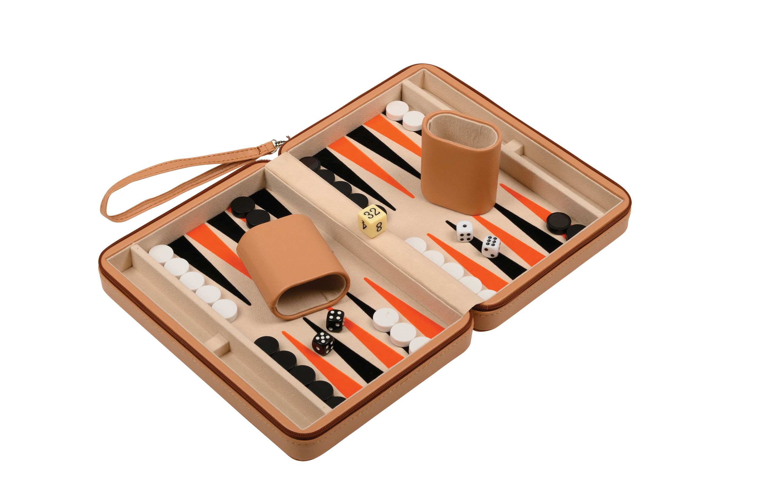 Backgammon Leros, Reise, Kunstleder, magnetisch, mit Tragegriff