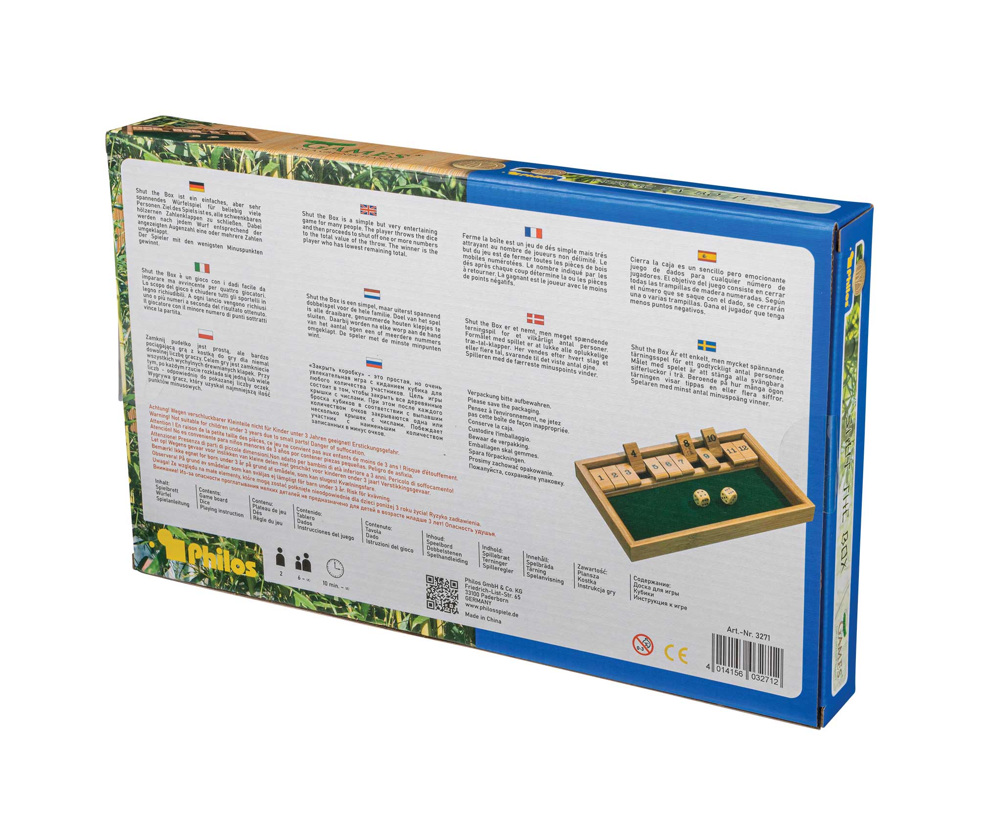 Shut The Box, 12 numbers, bamboo