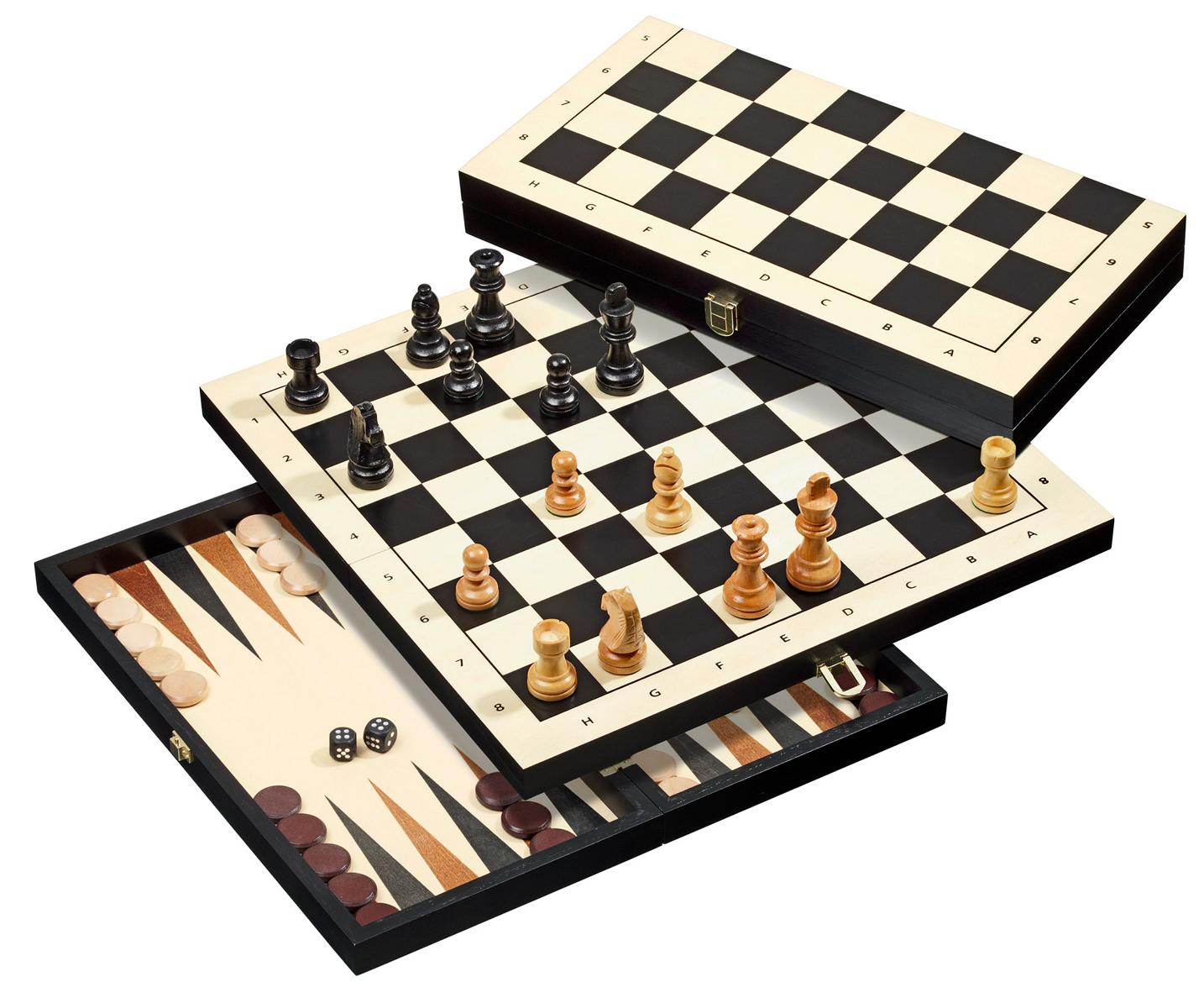 Schach Backgammon Dame Set, Reise, Feld 30 mm