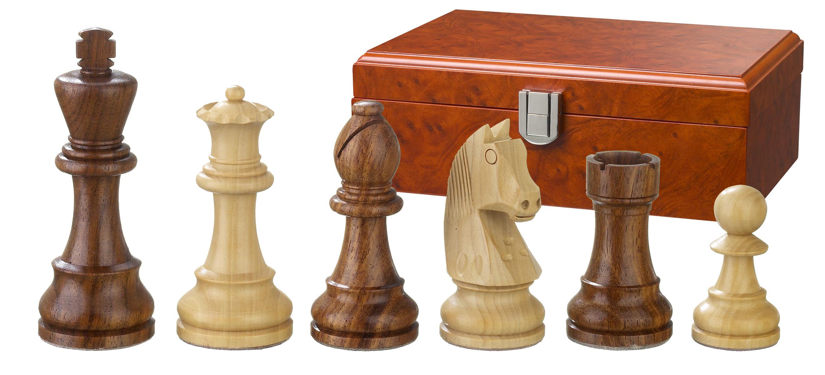 Schachfiguren Artus, Königshöhe 90 mm, in Holzbox