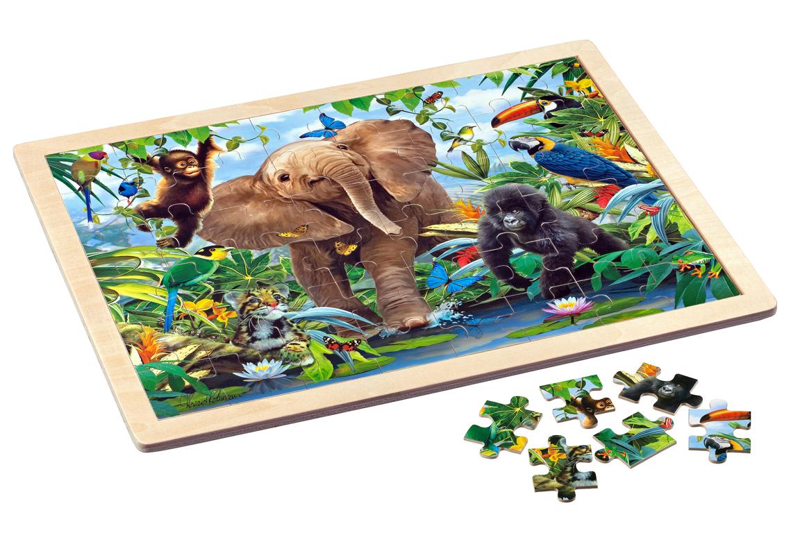 Holz Rahmenpuzzle, Junior Jungle, 48 Teile