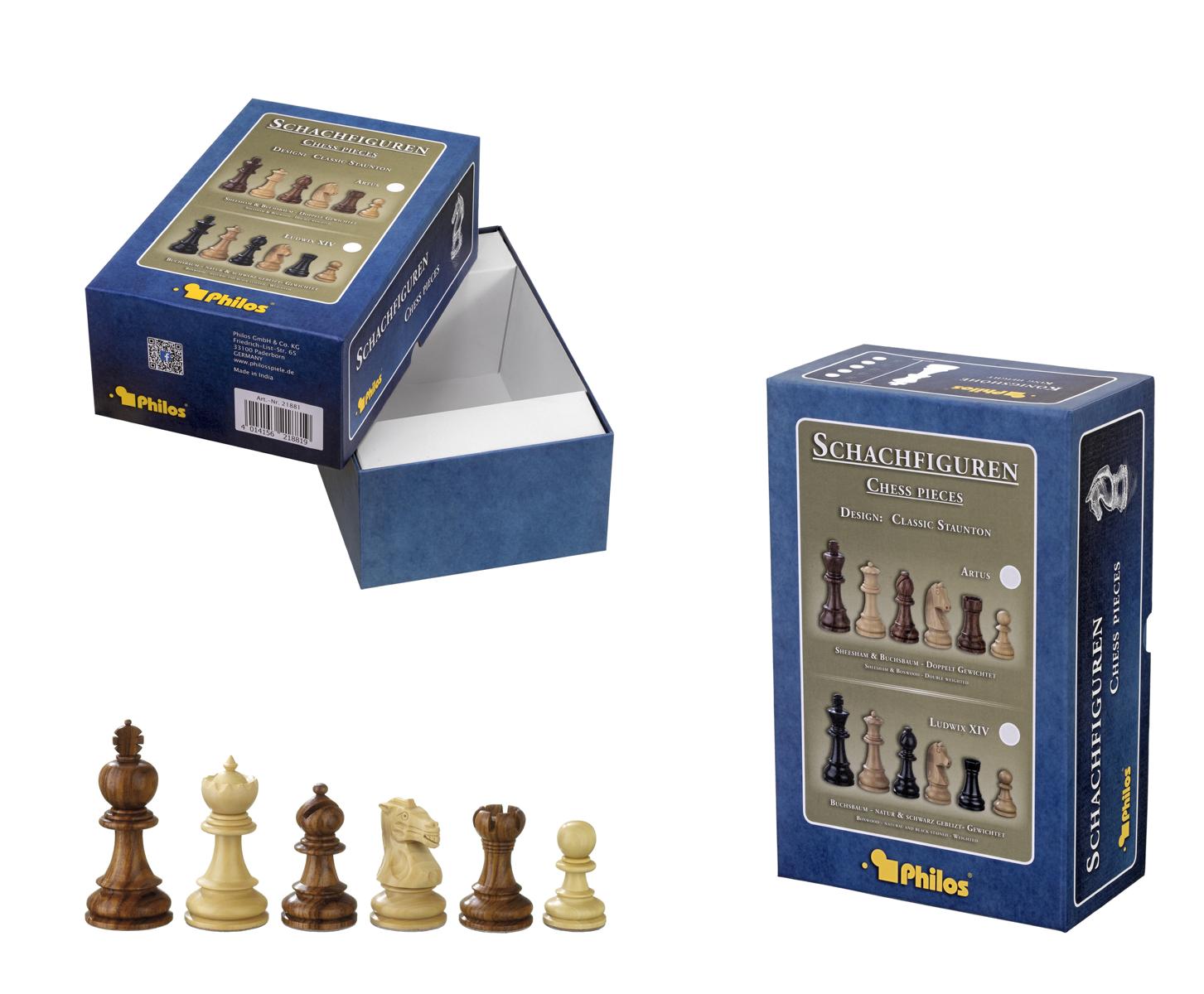 Schachfiguren Valerian, Königshöhe 90 mm, in Set-Up Box