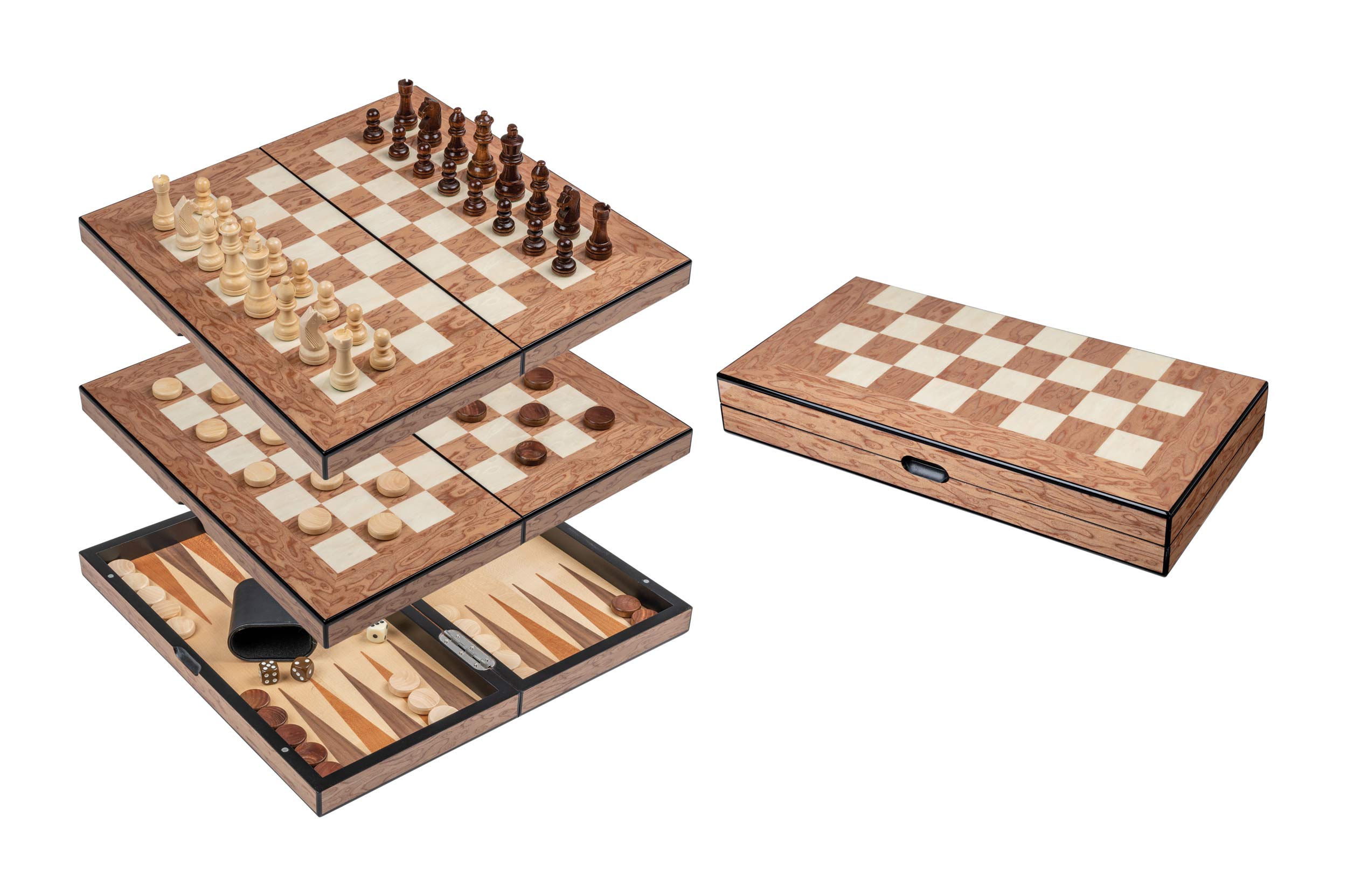 Chess Backgammon Checkers Set, field 40 mm, magnetic lock