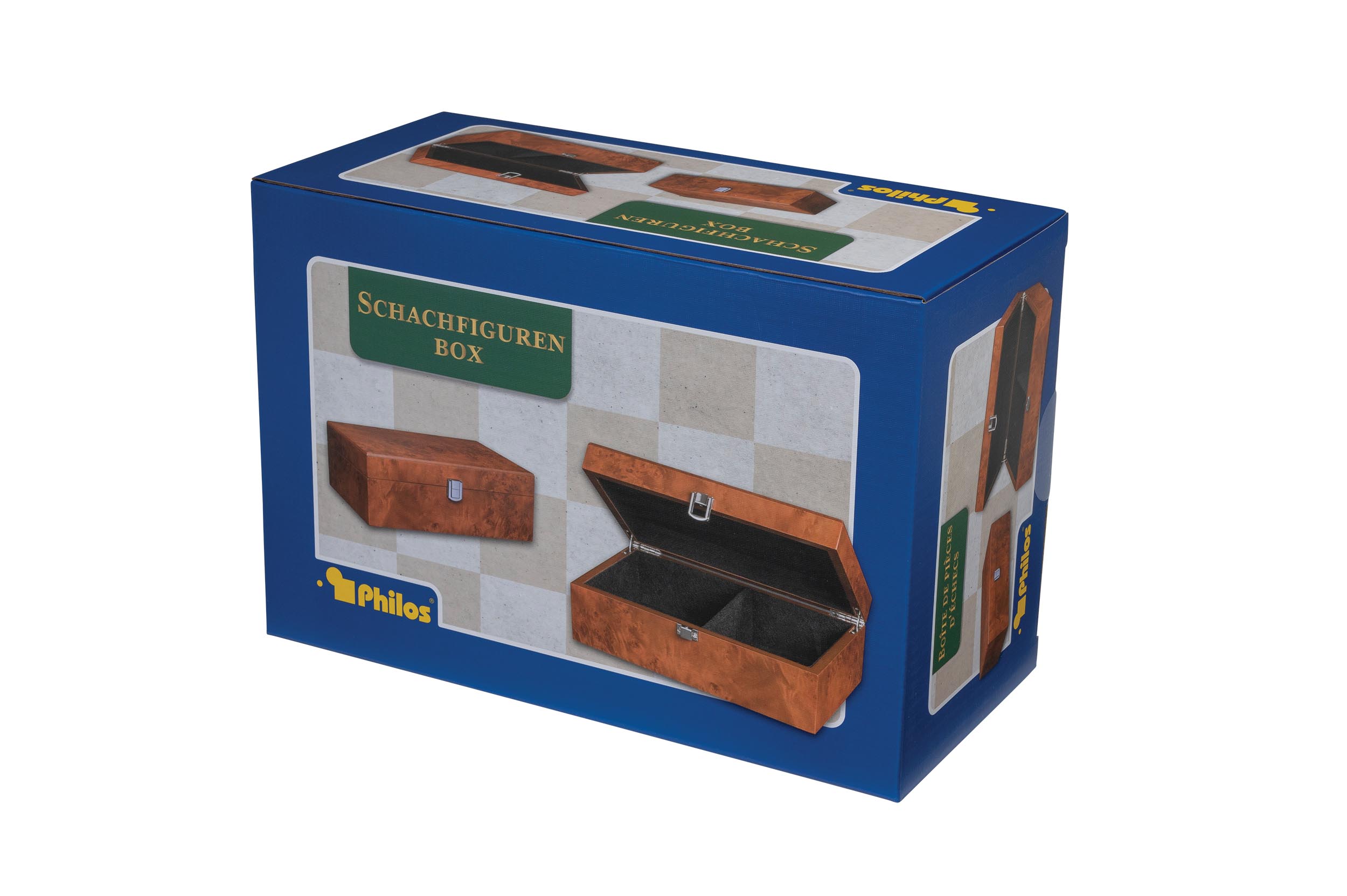 Box for chess pieces, root wood optics, 240 x 155 x 115 mm