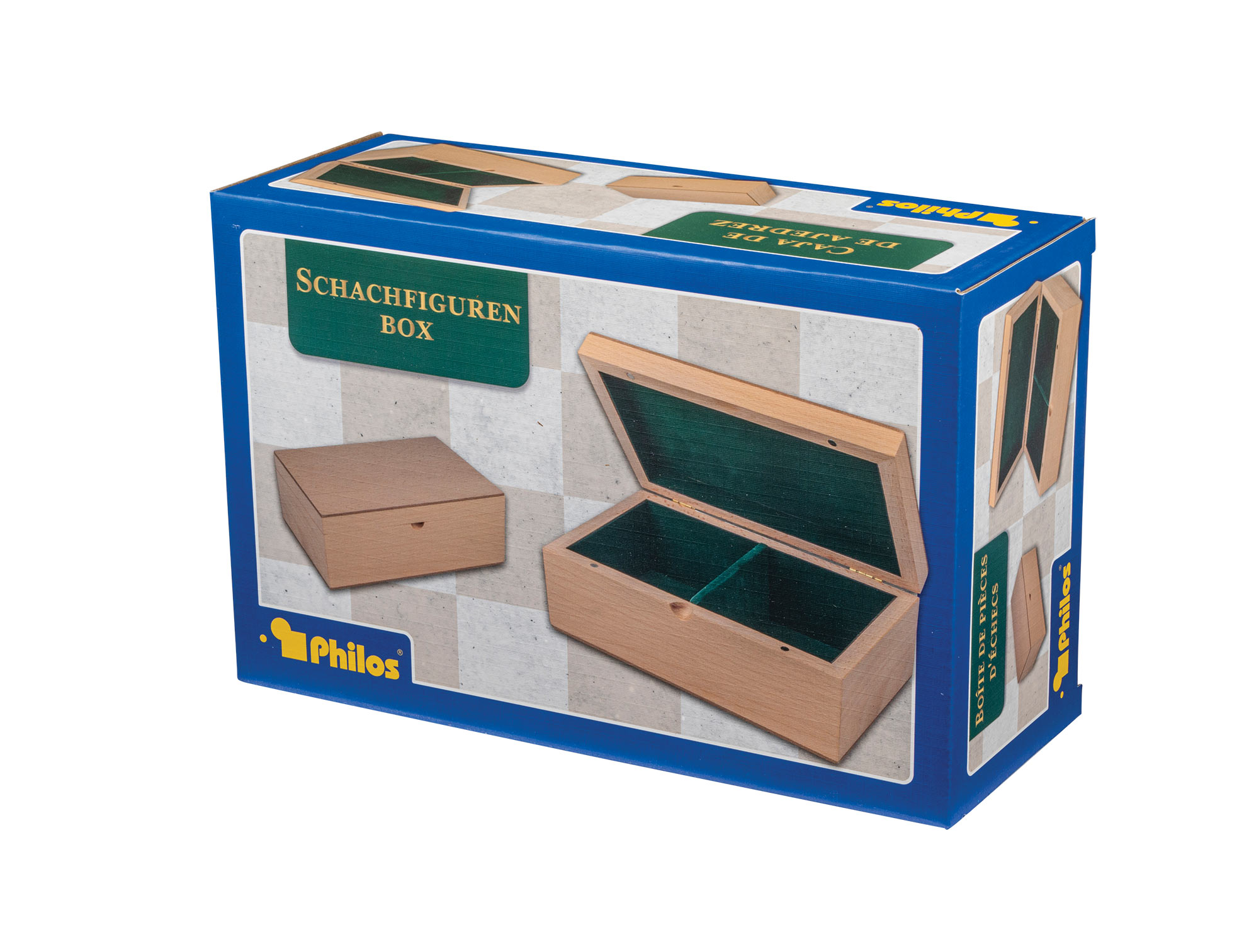 Box for chess pieces, beech, 225 x 142 x 83 mm