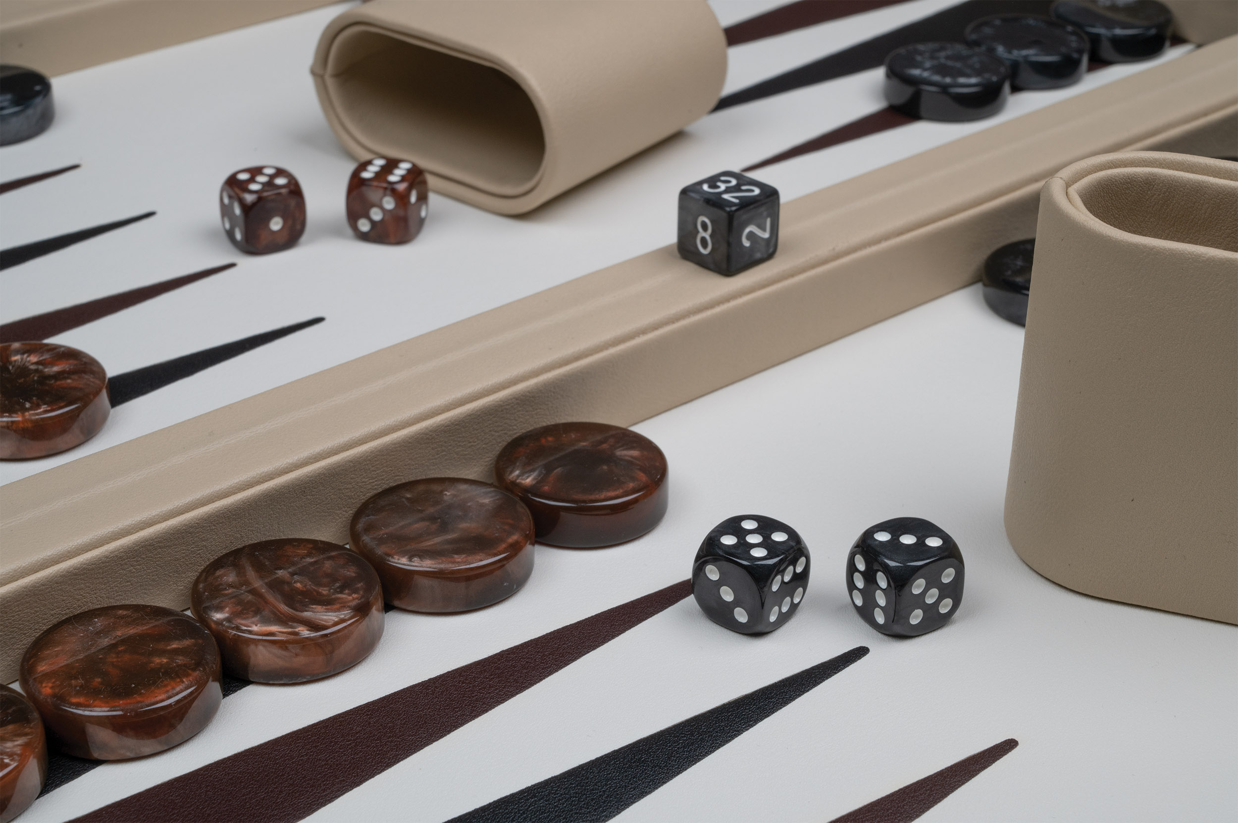 Backgammon cream, large, artificial leather